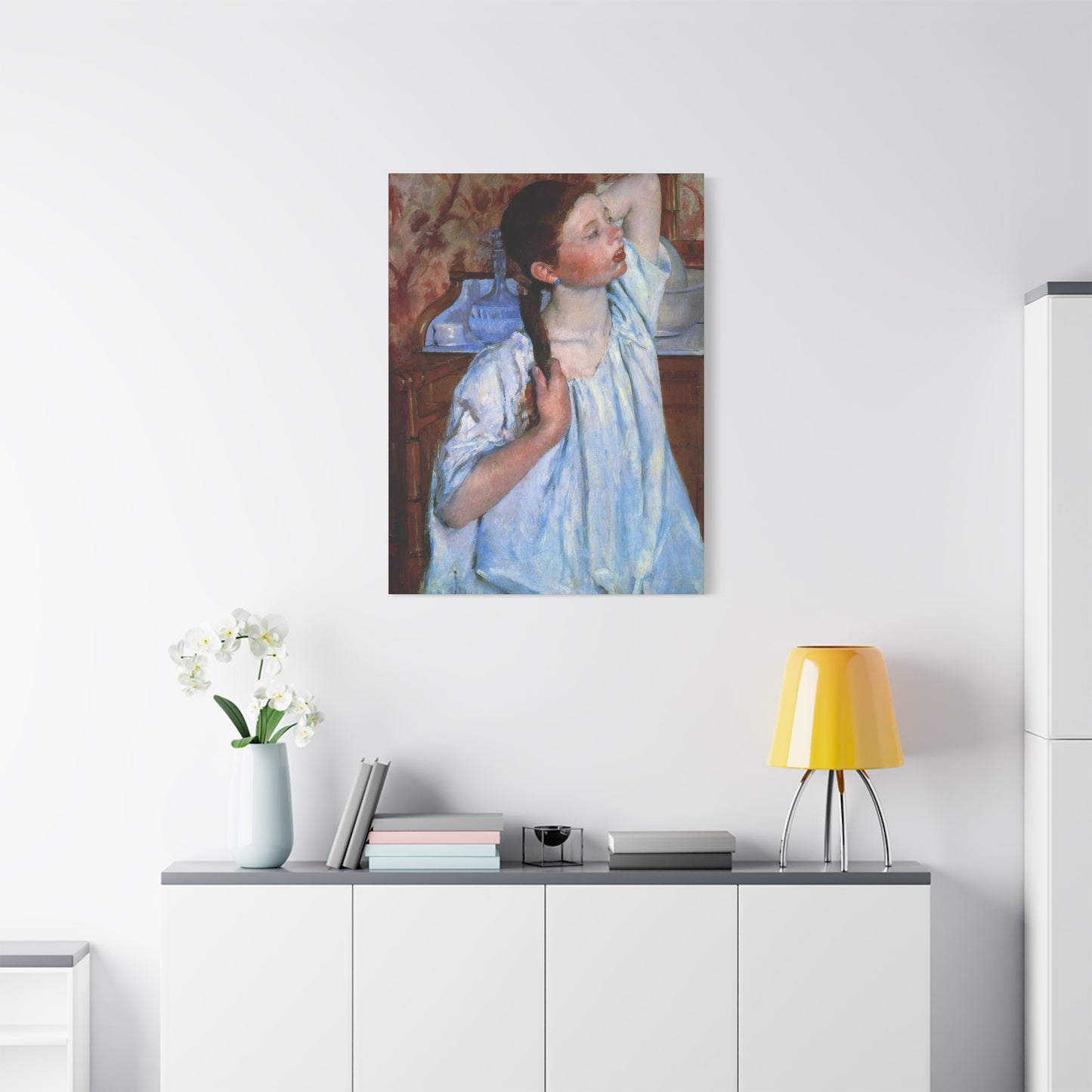 Girl Arraigning Her Hair Impression Wall Art & Canvas Prints