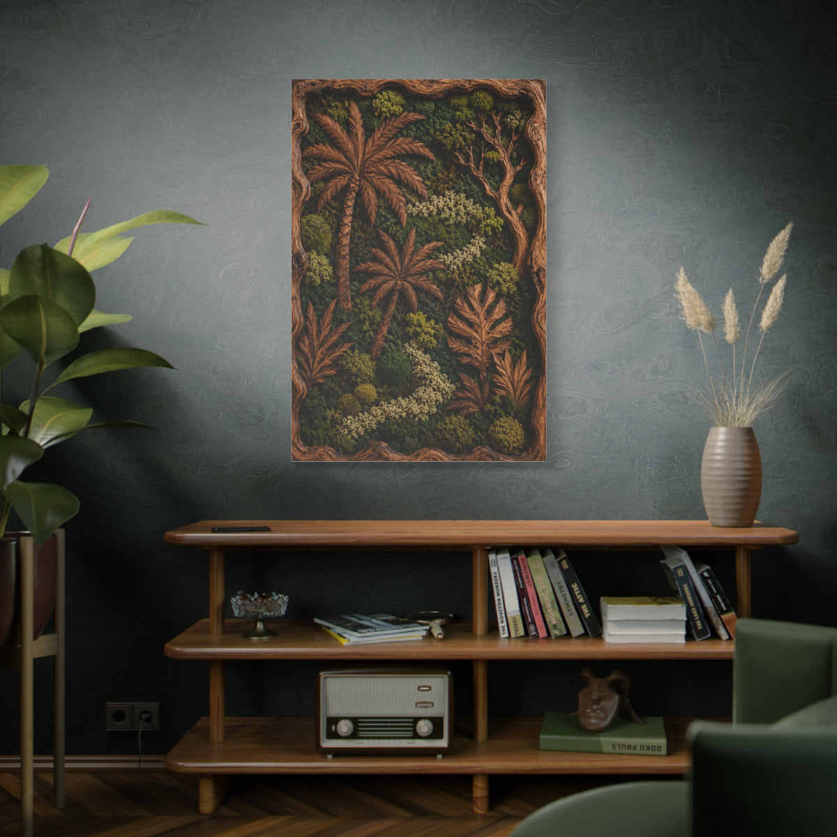 Biophilic Tropical Wood Relief Landscape Tropical Wall Art & Canvas Print