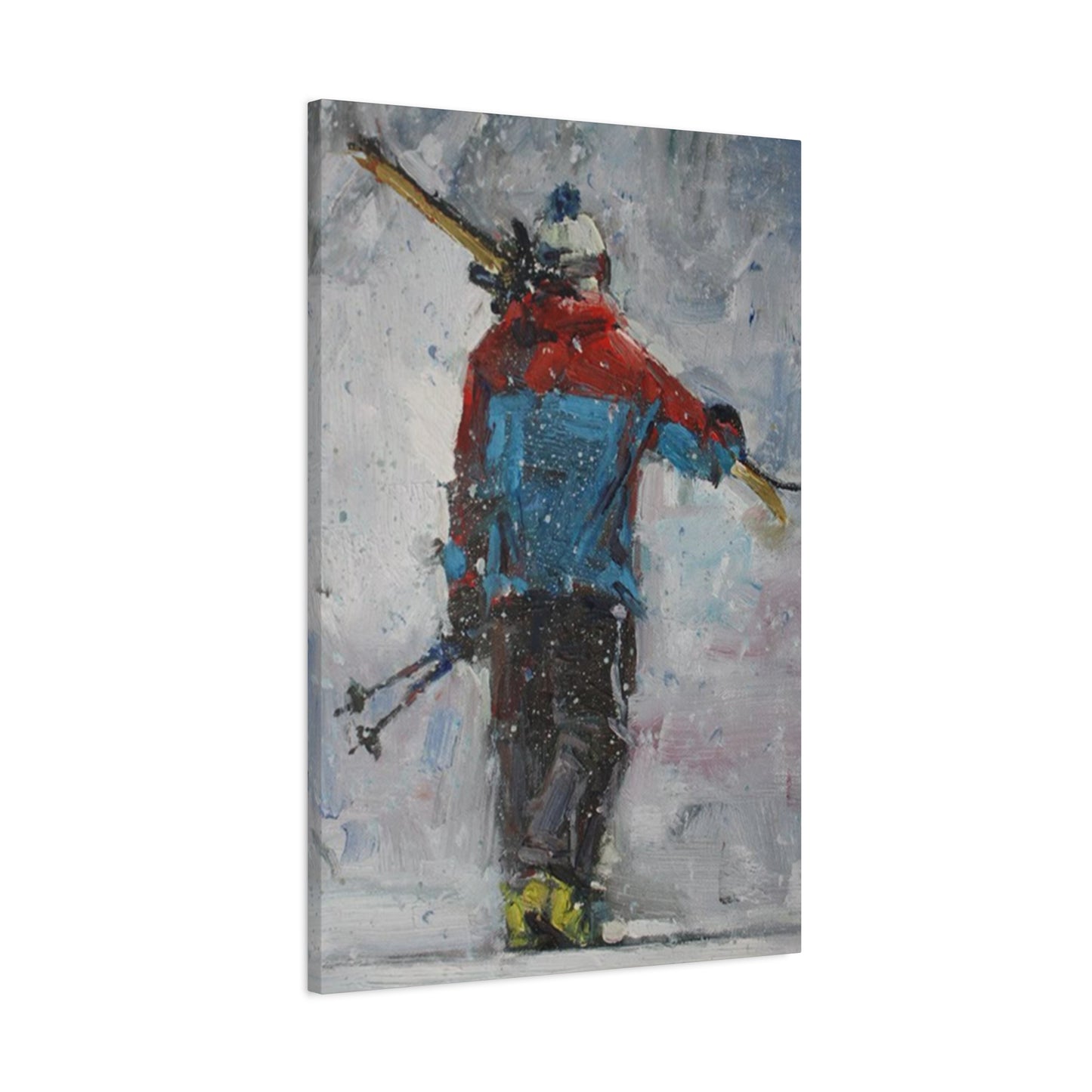 Skier With Ski Board Wall Art & Canvas Prints