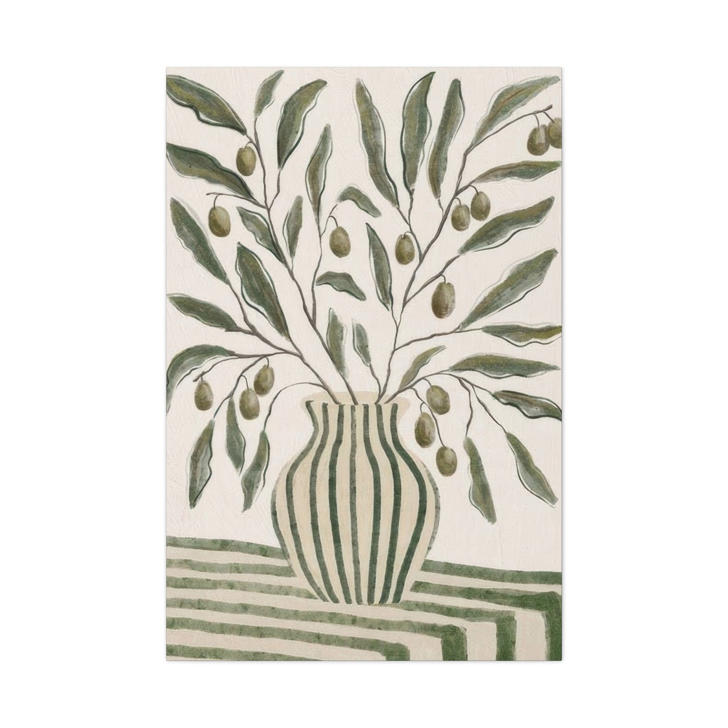 Green Striped Vase Wall Art & Canvas Prints