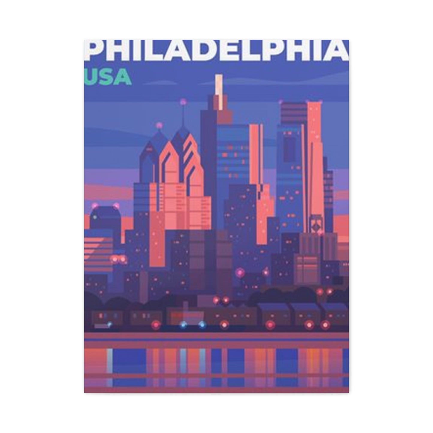 Cityscape In Evening Philadelphia Wall Art & Canvas Prints