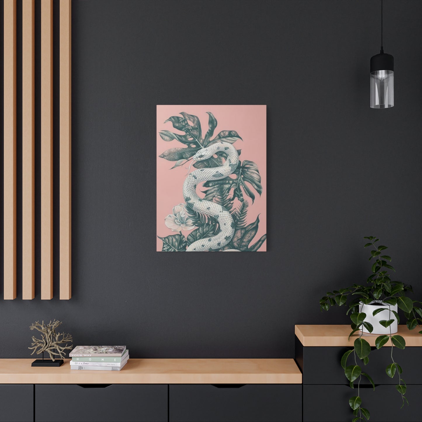 White Snake On Leaves Wall Art & Canvas Prints
