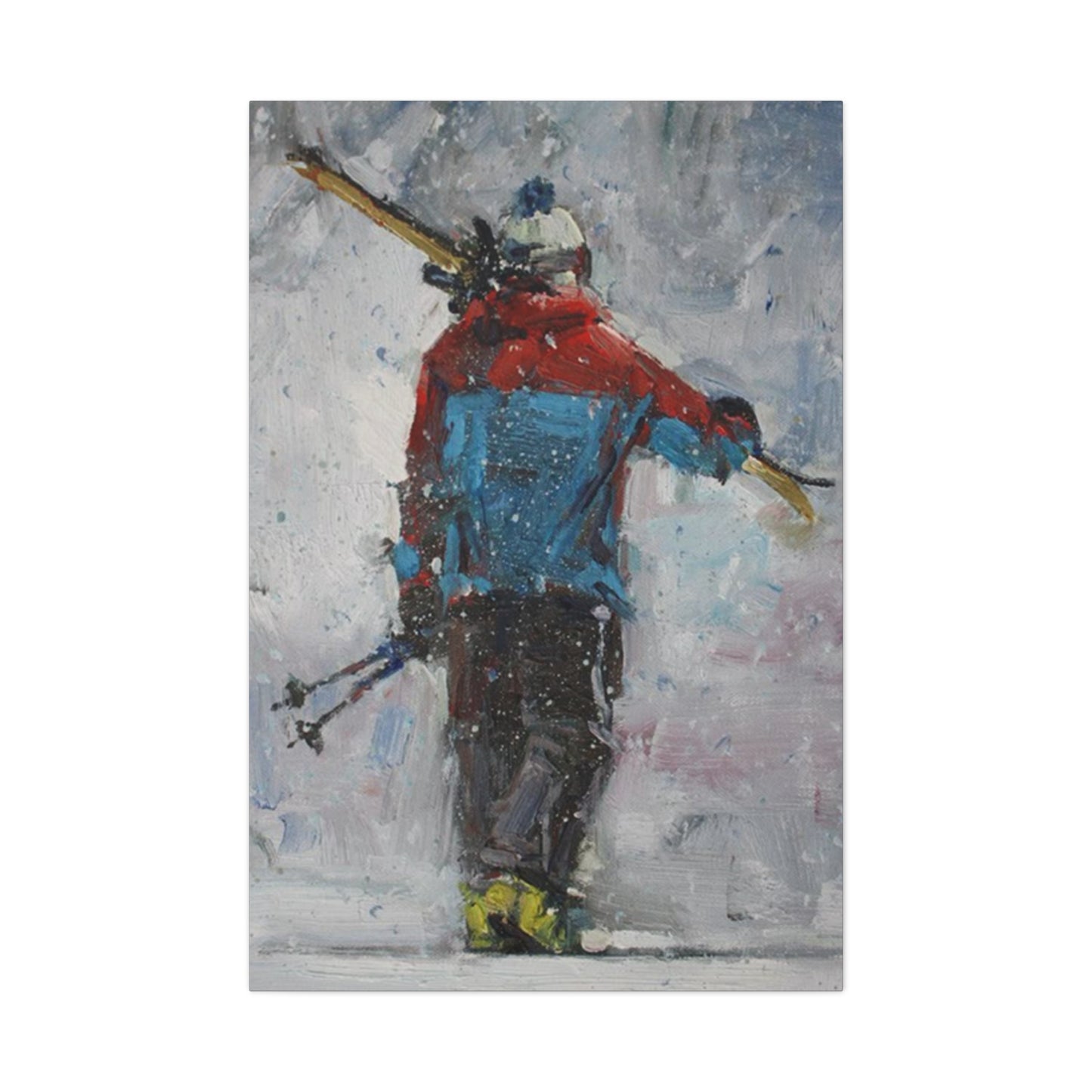 Skier With Ski Board Wall Art & Canvas Prints