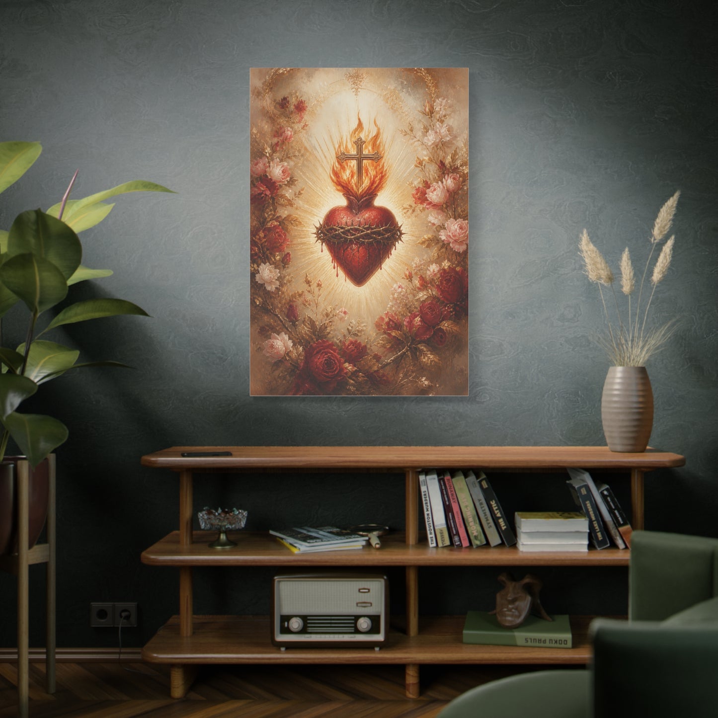 Sacred Heart Floral Devotional Wall Art & Canvas Print
