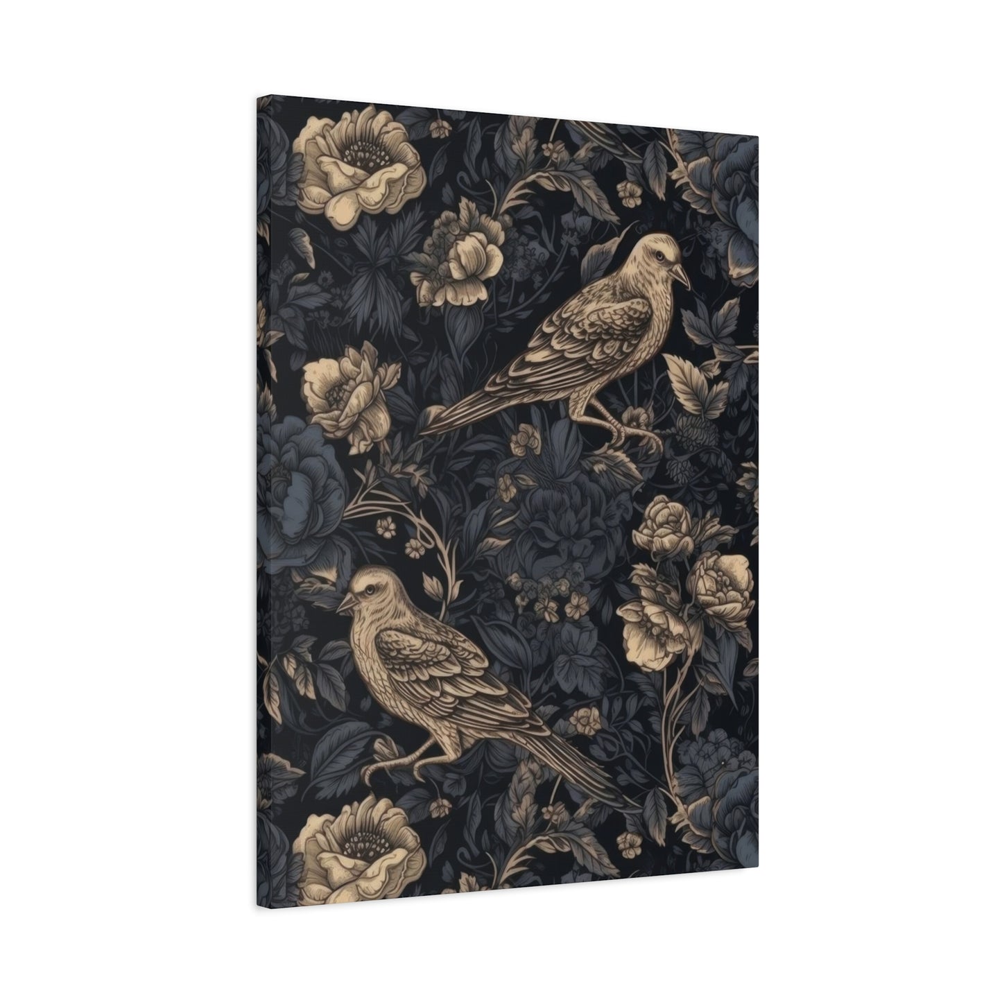 Birds Flowers Dark Pattern Wall Art & Canvas Prints