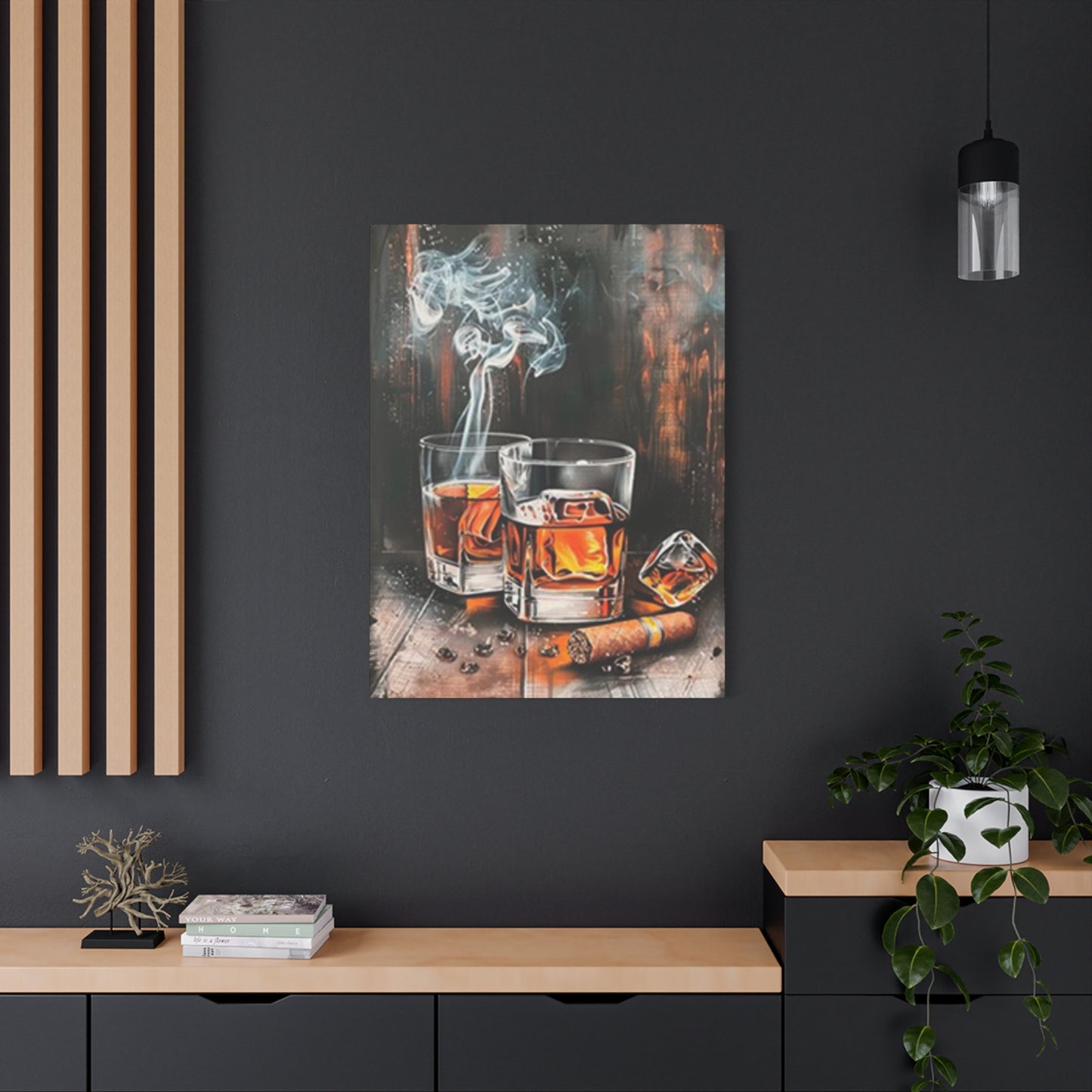 Whiskey And Cigar Painting Wall Art & Canvas Prints