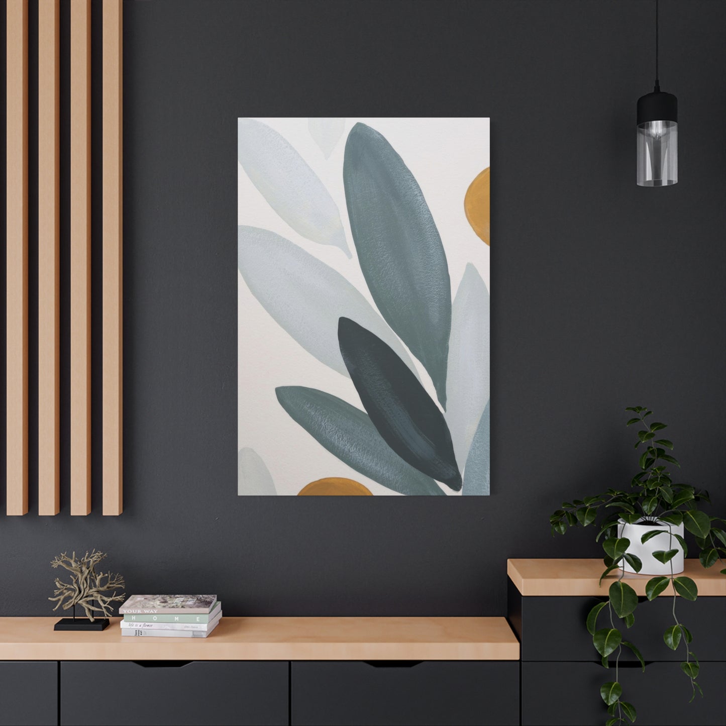 Grey Leaves Deco Wall Art & Canvas Prints
