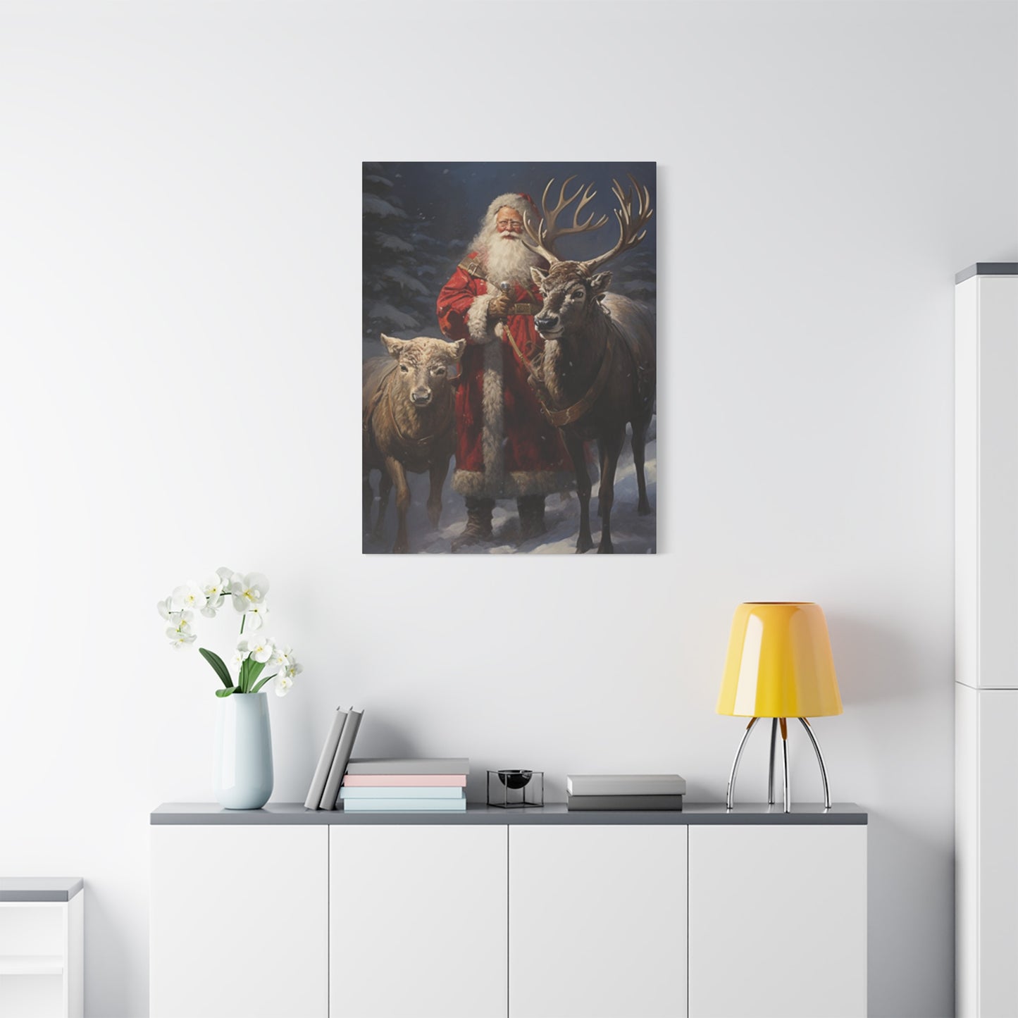 Santa Claus And Reindeer Wall Art & Canvas Prints