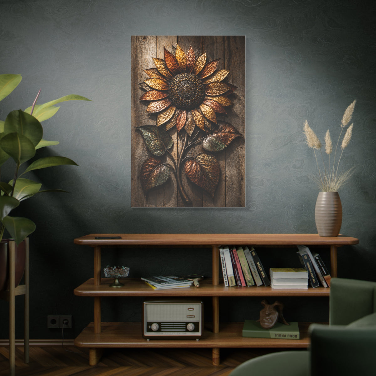 Hammered Metal Sunflower Sculpture Wall Art & Canvas Print