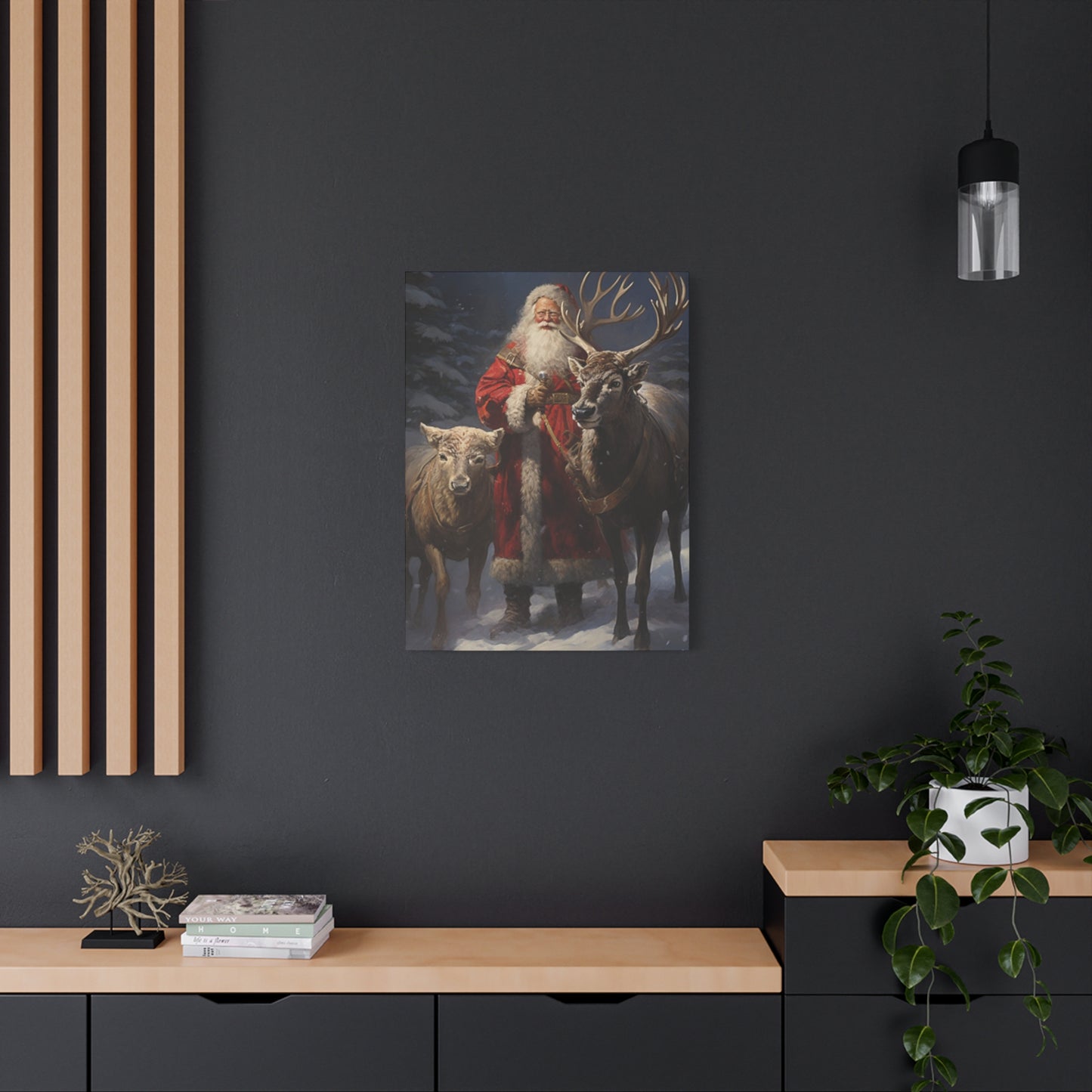 Santa Claus And Reindeer Wall Art & Canvas Prints