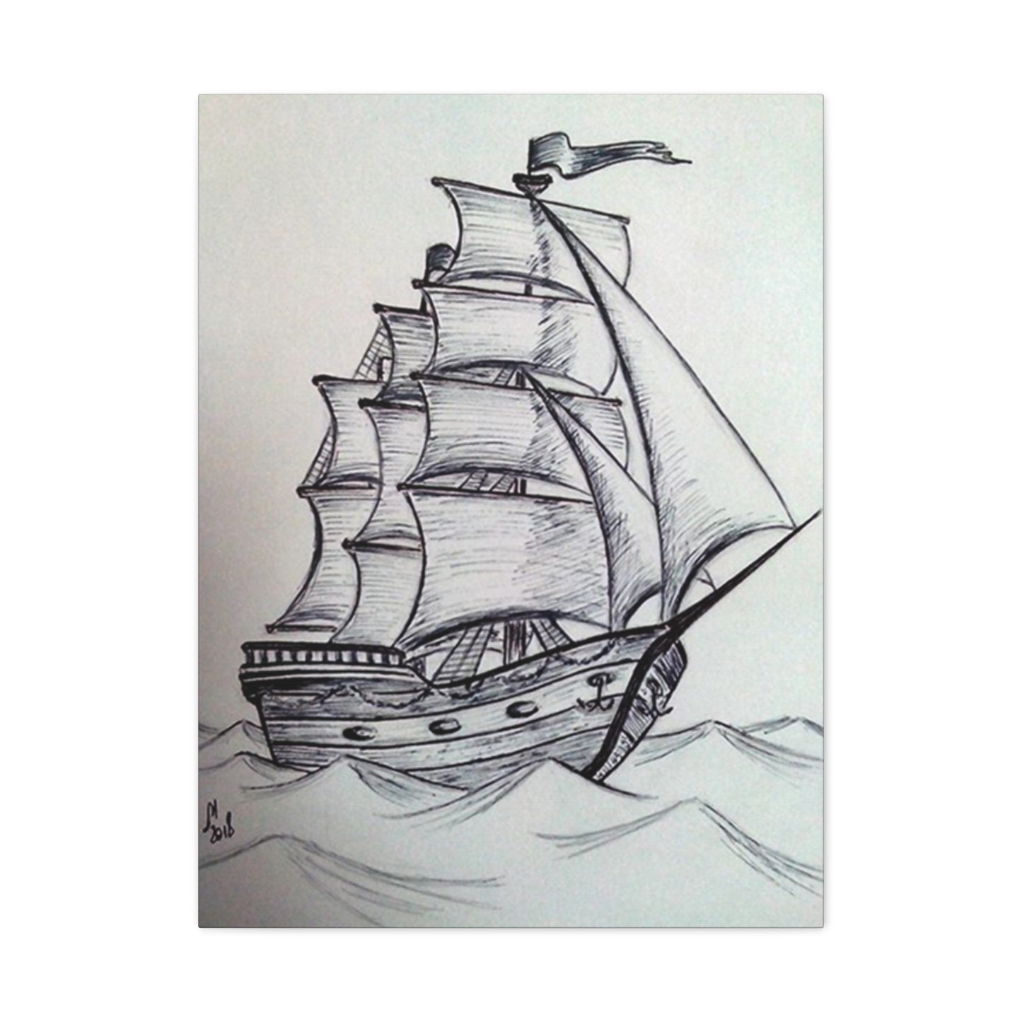 Ship Sailing Drawing Wall Art & Canvas Prints