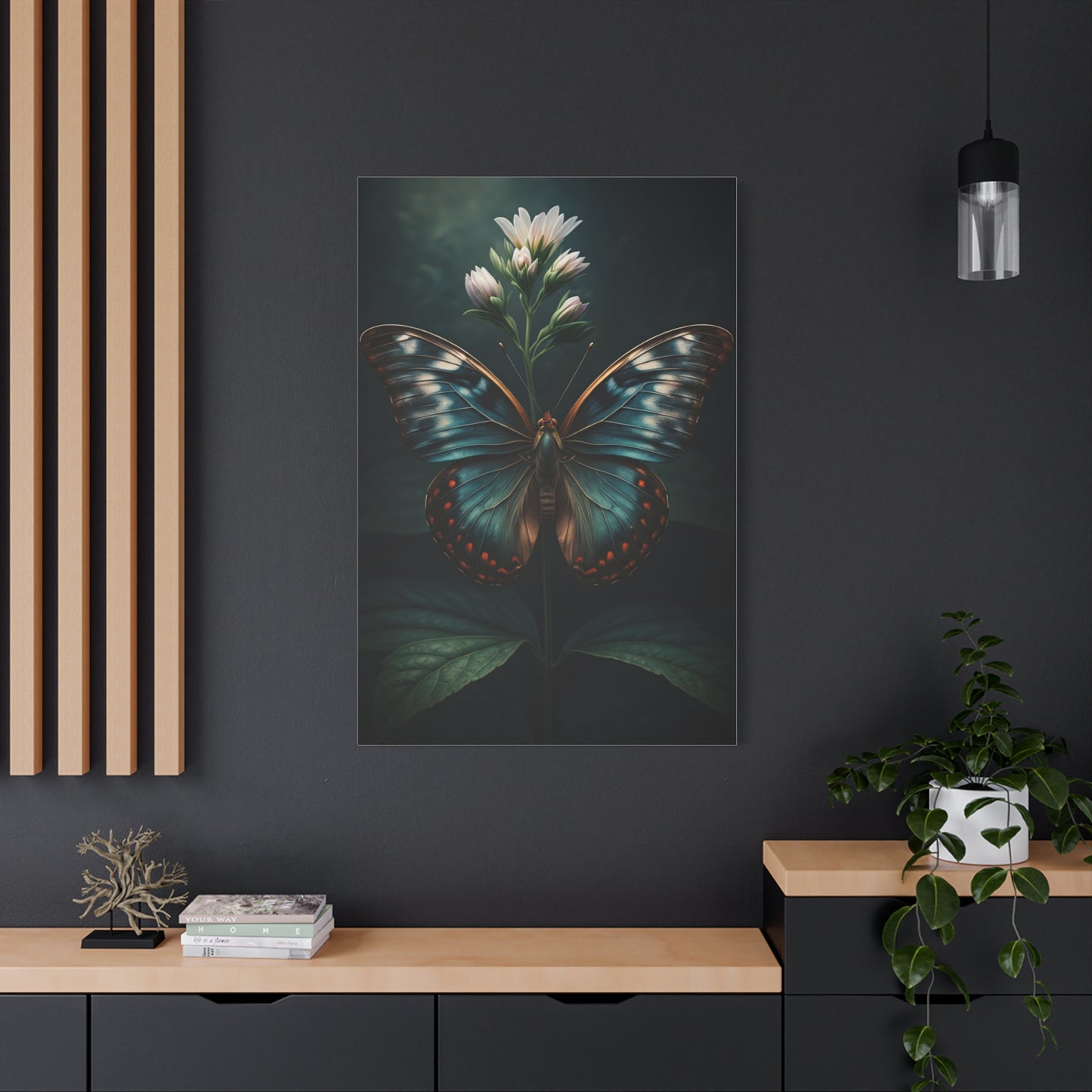 Midnight Blue Garden Butterfly Wall Art & Canvas Prints