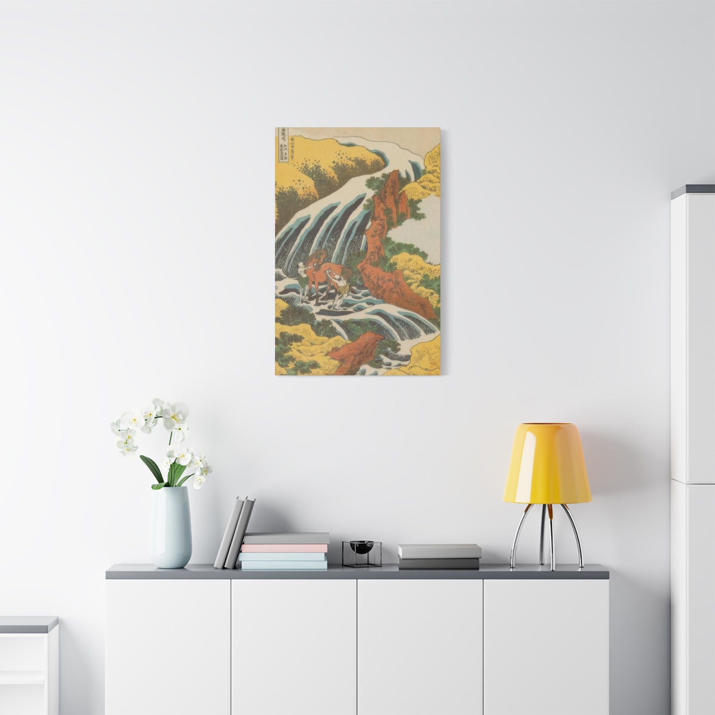Katsushika Hokusai Waterfall Where Yoshitsune Washed His Horse At Yoshino In Yamato Province Wall Art & Canvas Prints