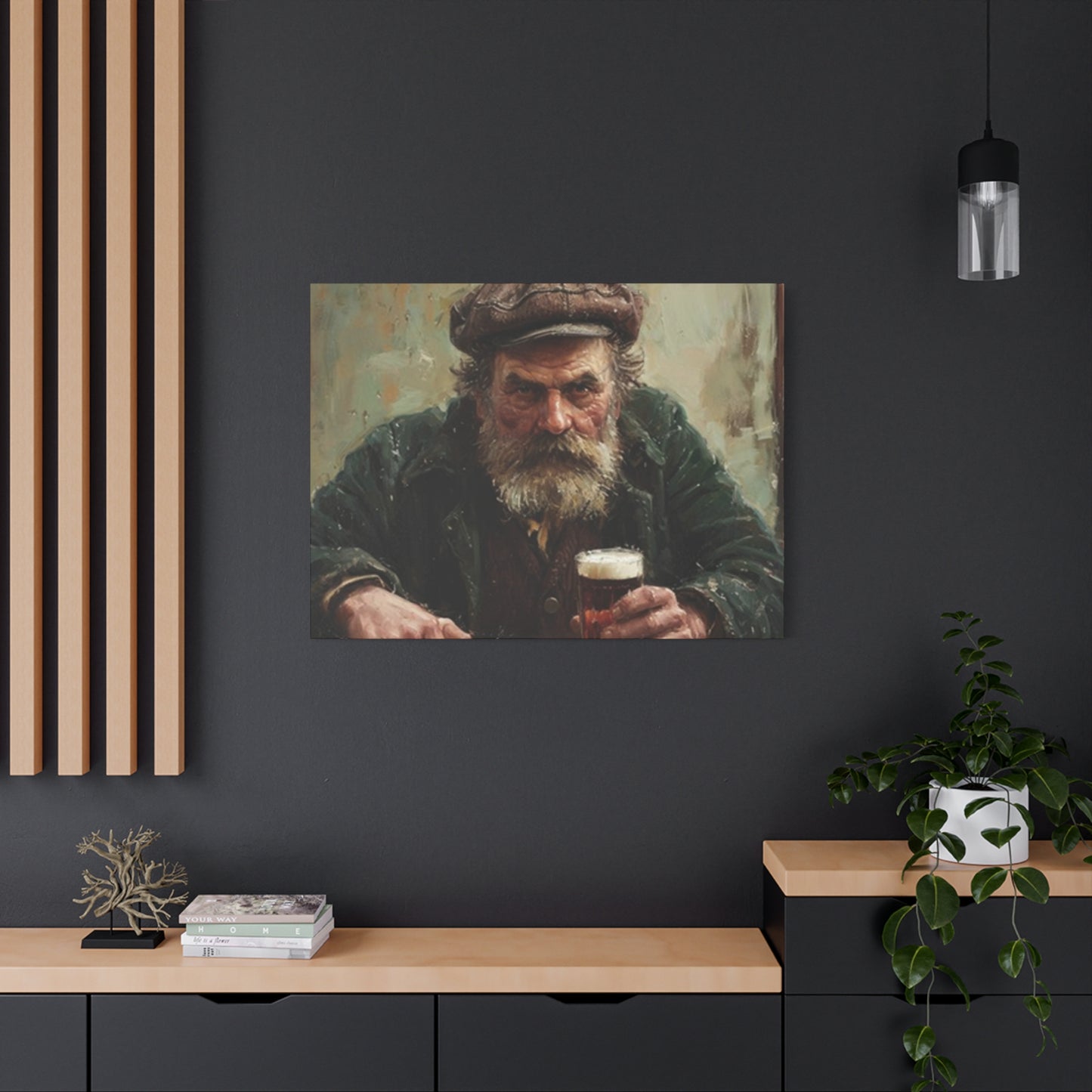 Old Man With A Beer Painting Wall Art & Canvas Prints