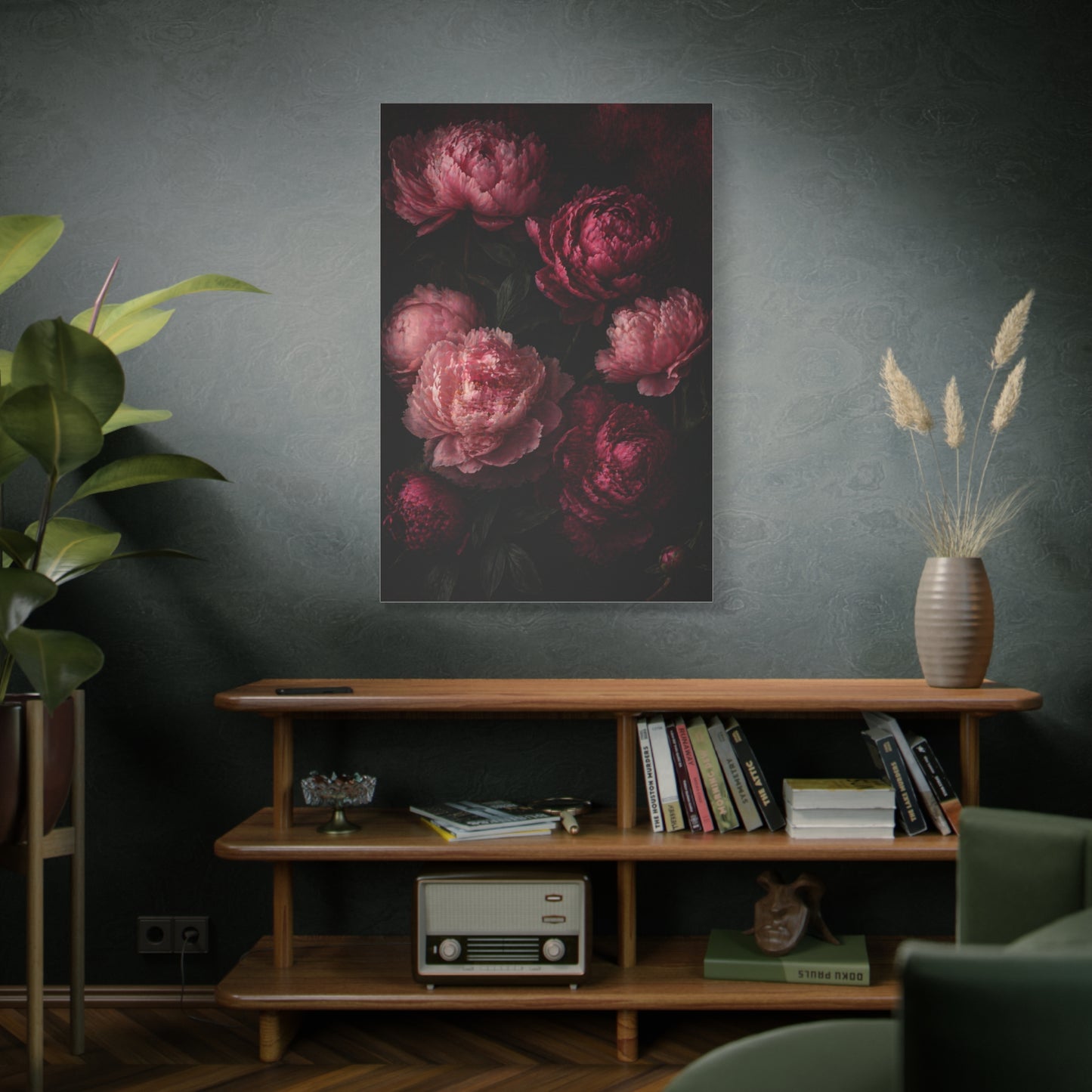 Dark Peony Floral Pink Wall Art & Canvas Print