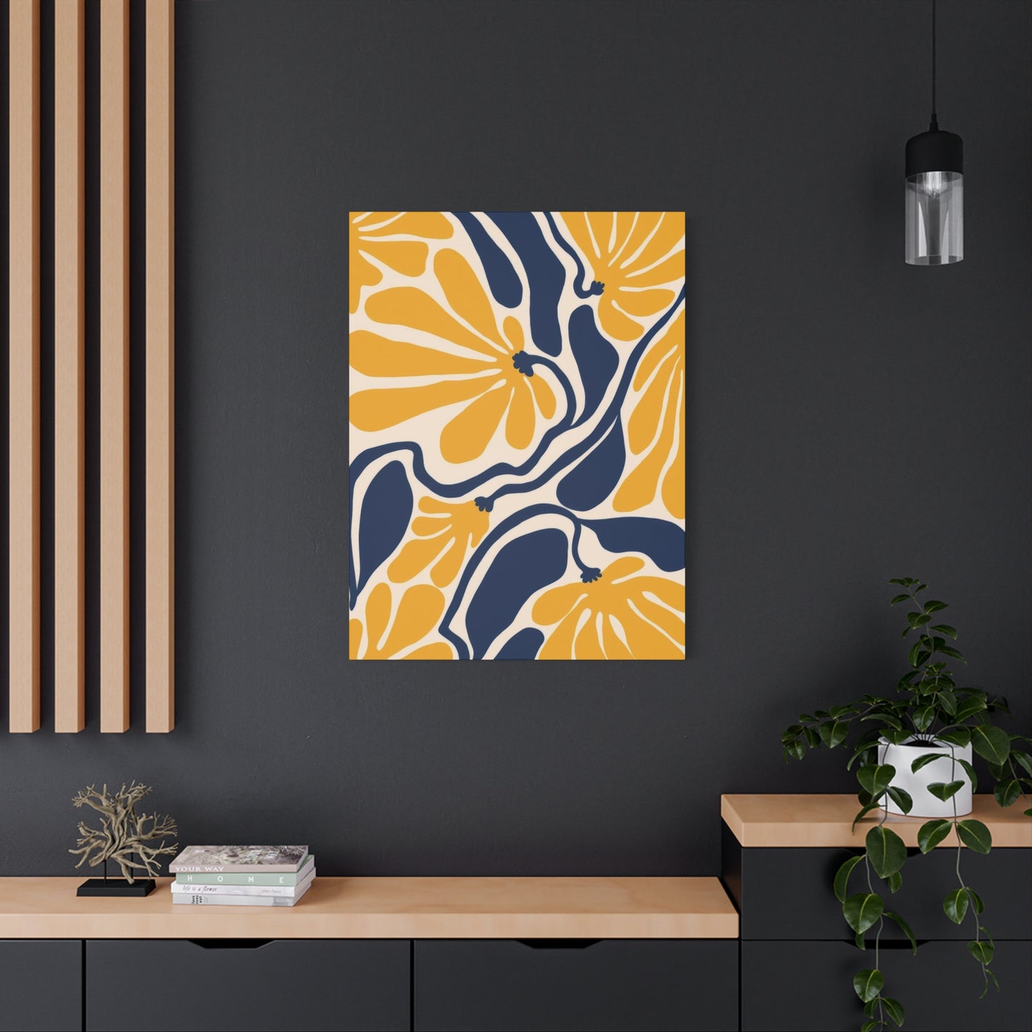 Blue Yellow Flower Abstract Colorful Wall Art & Canvas Prints