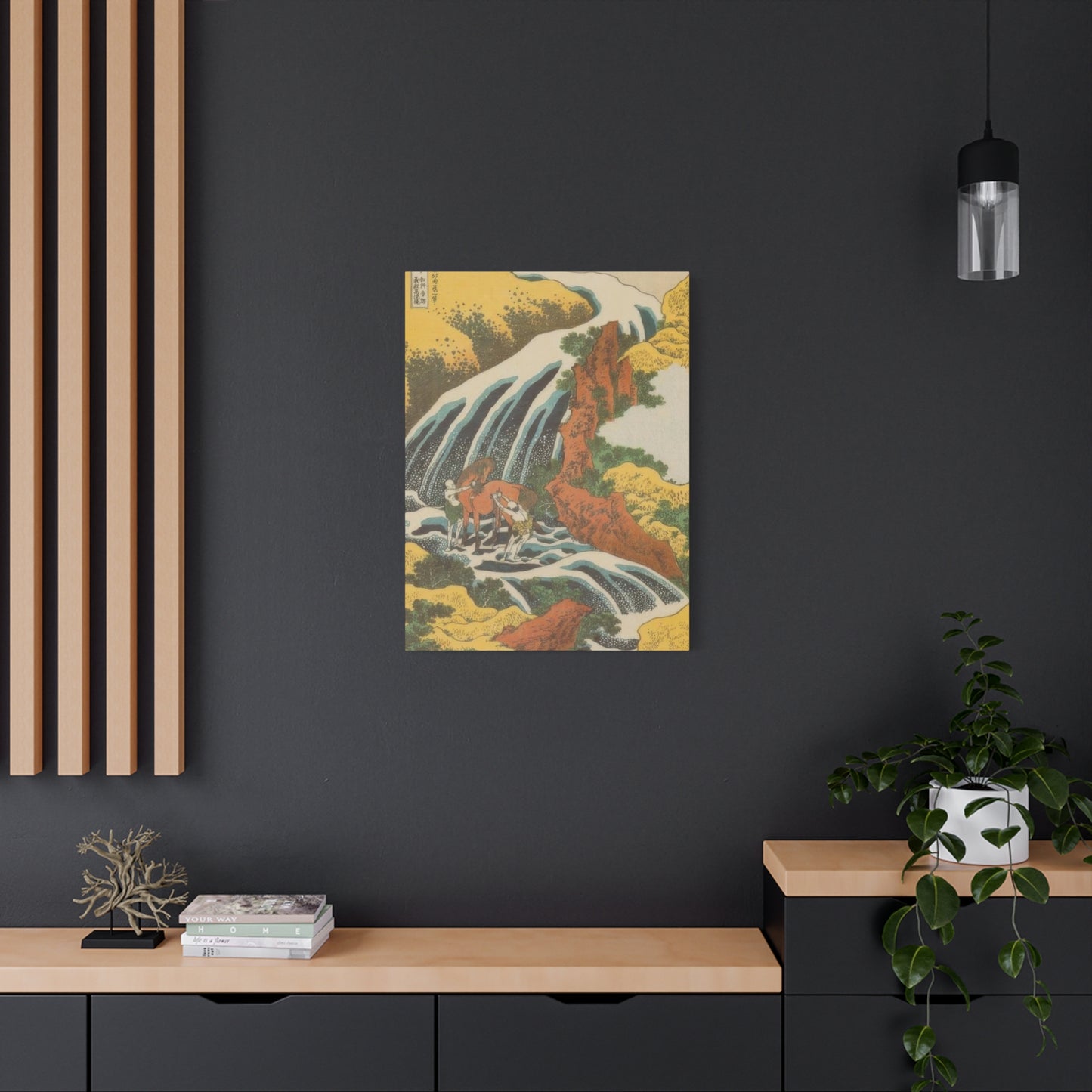 Katsushika Hokusai Waterfall Where Yoshitsune Washed His Horse At Yoshino In Yamato Province Wall Art & Canvas Prints