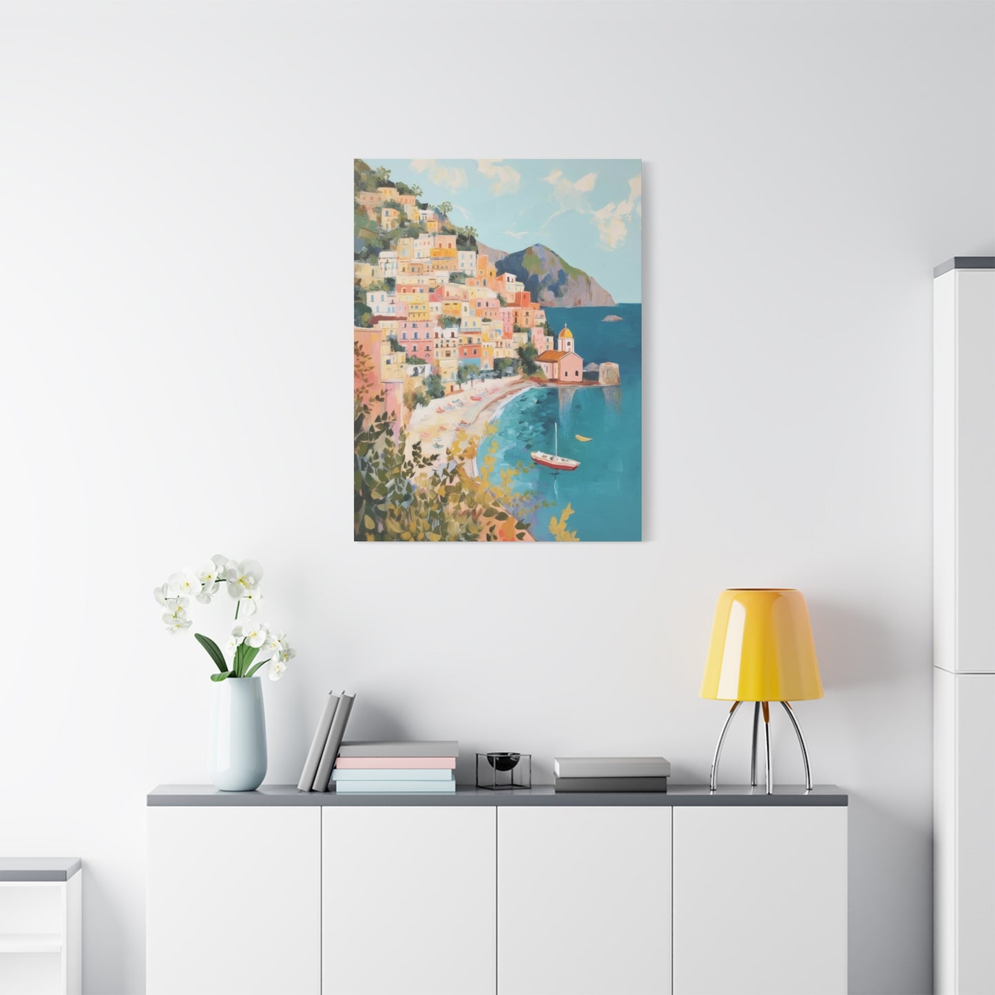 Amalfi Coast Italy Aqua Yellow Warm Wall Art & Canvas Prints