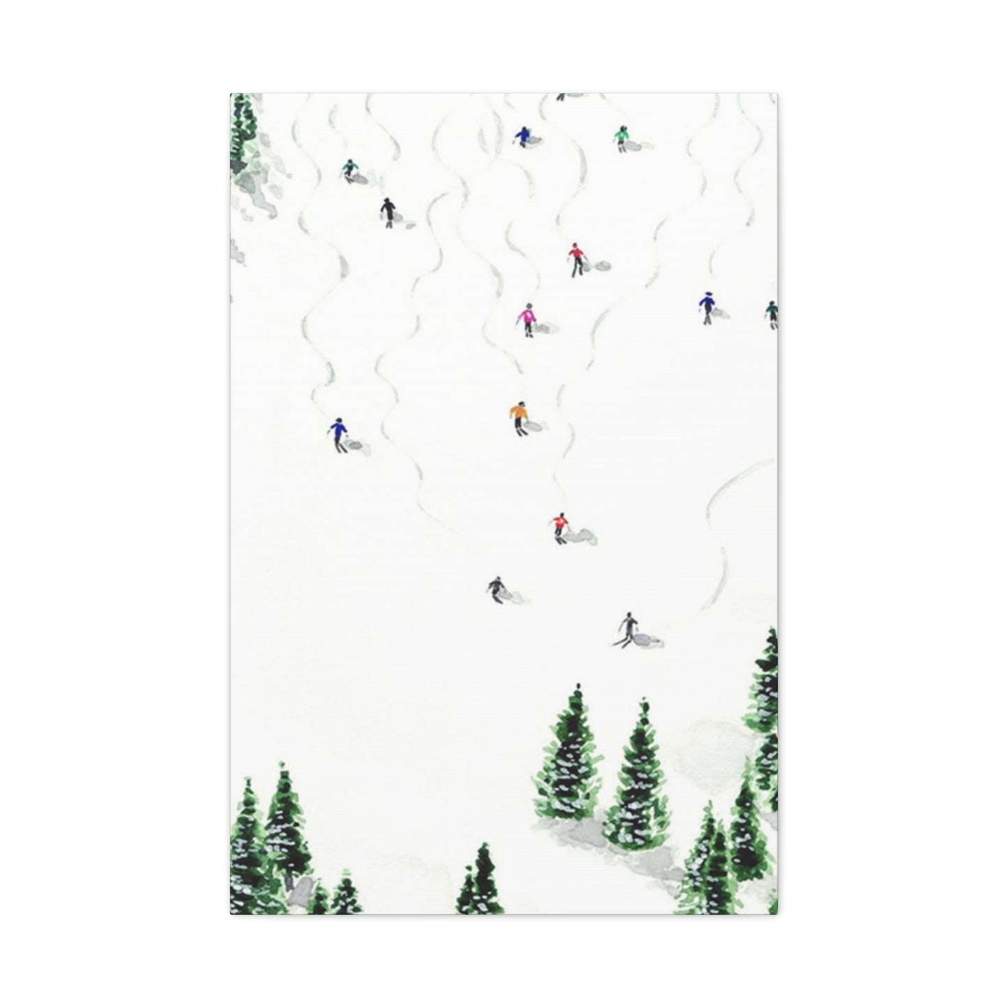 Skiing With Pine Trees Wall Art & Canvas Prints