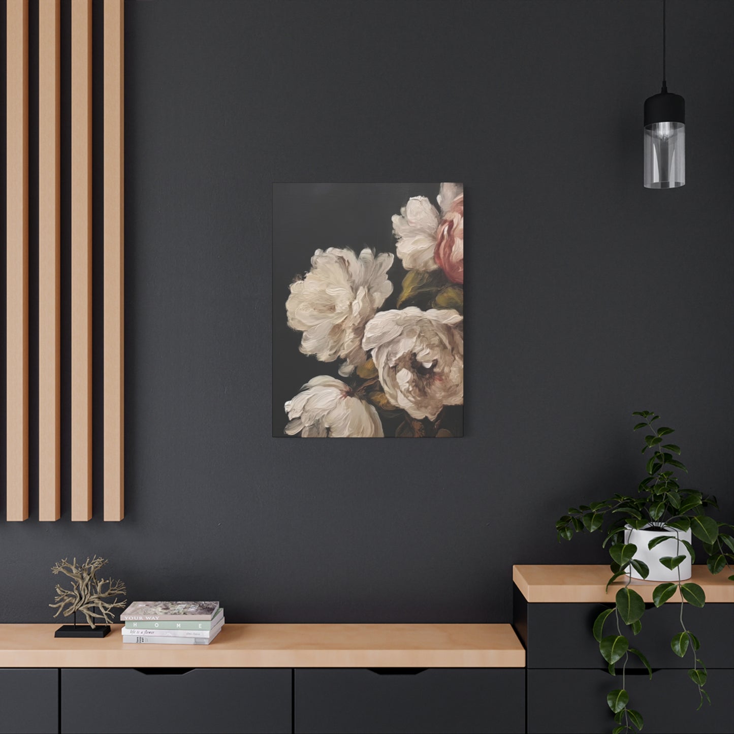 White Flower Dark Wall Art & Canvas Prints