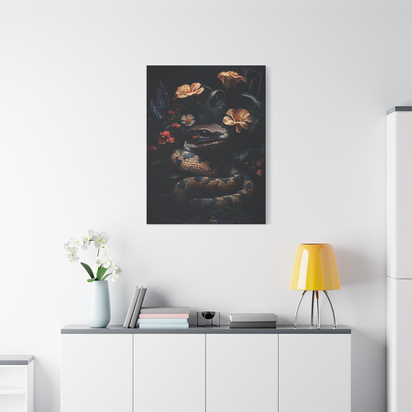 Snake With Flower Wall Art & Canvas Prints