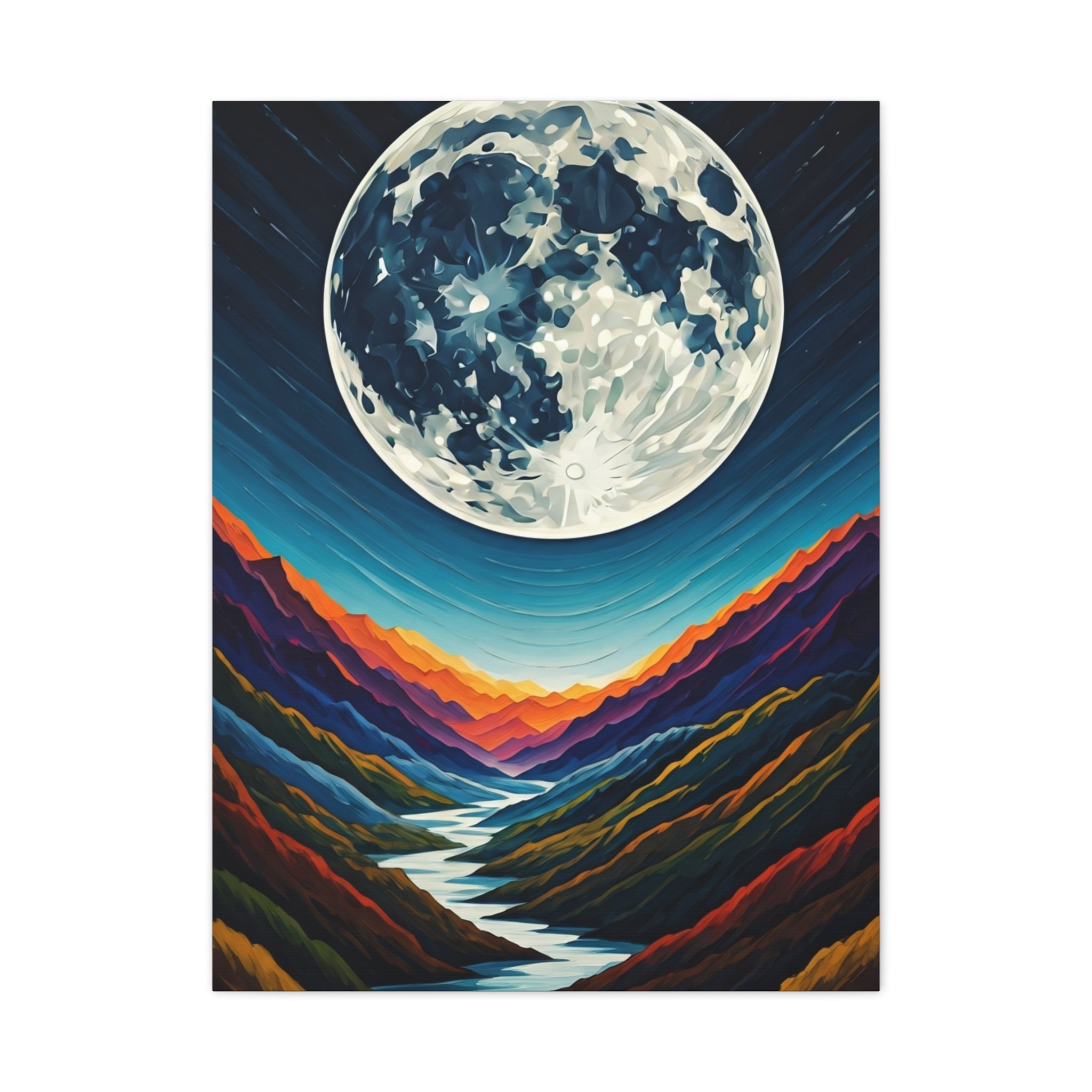 Midnight Moonlit Peaks Wall Art & Canvas Print – Jodello