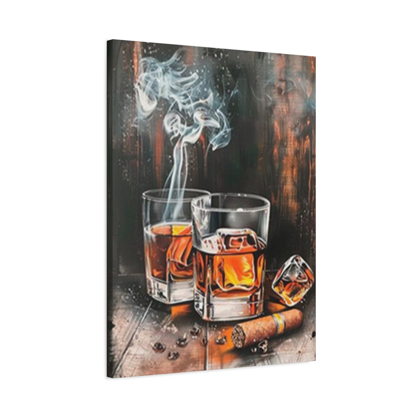 Whiskey And Cigar Painting Wall Art & Canvas Prints