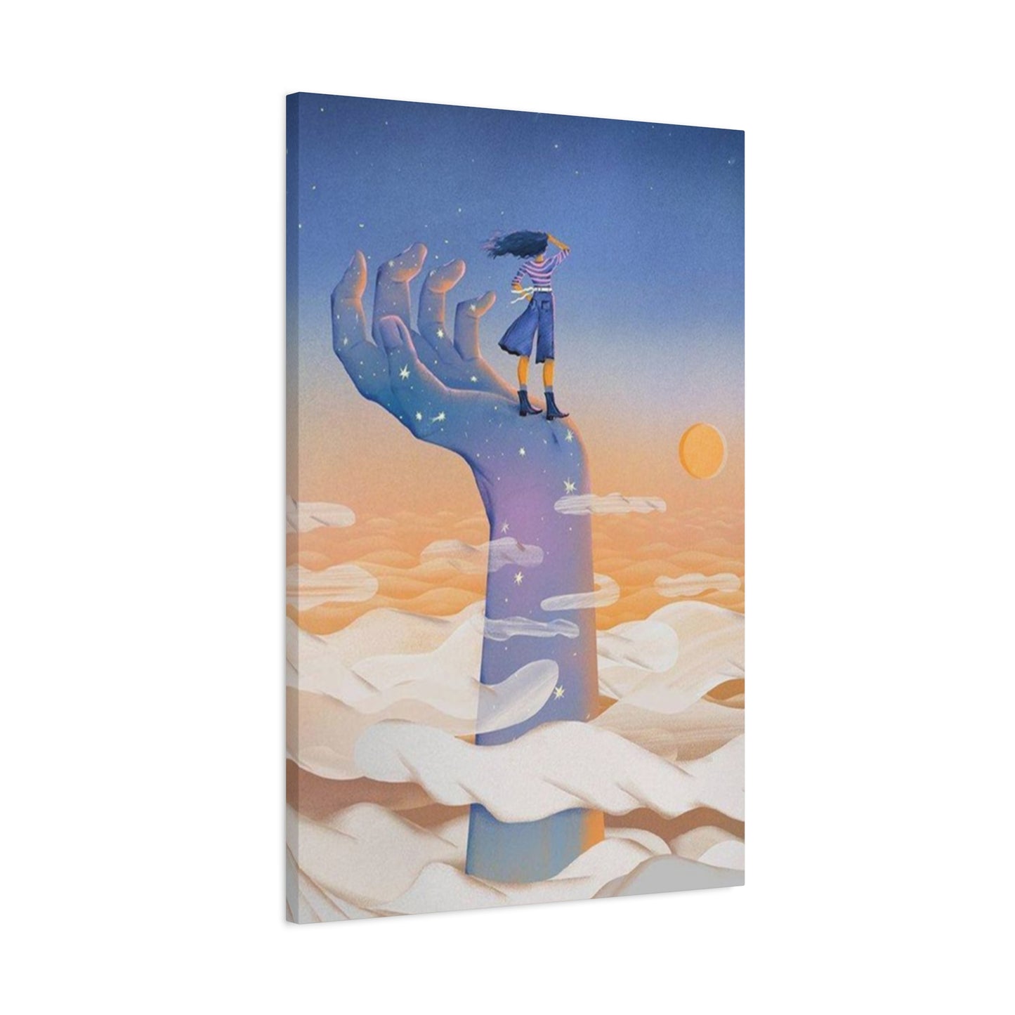 Girl On A Hand Wall Art & Canvas Prints