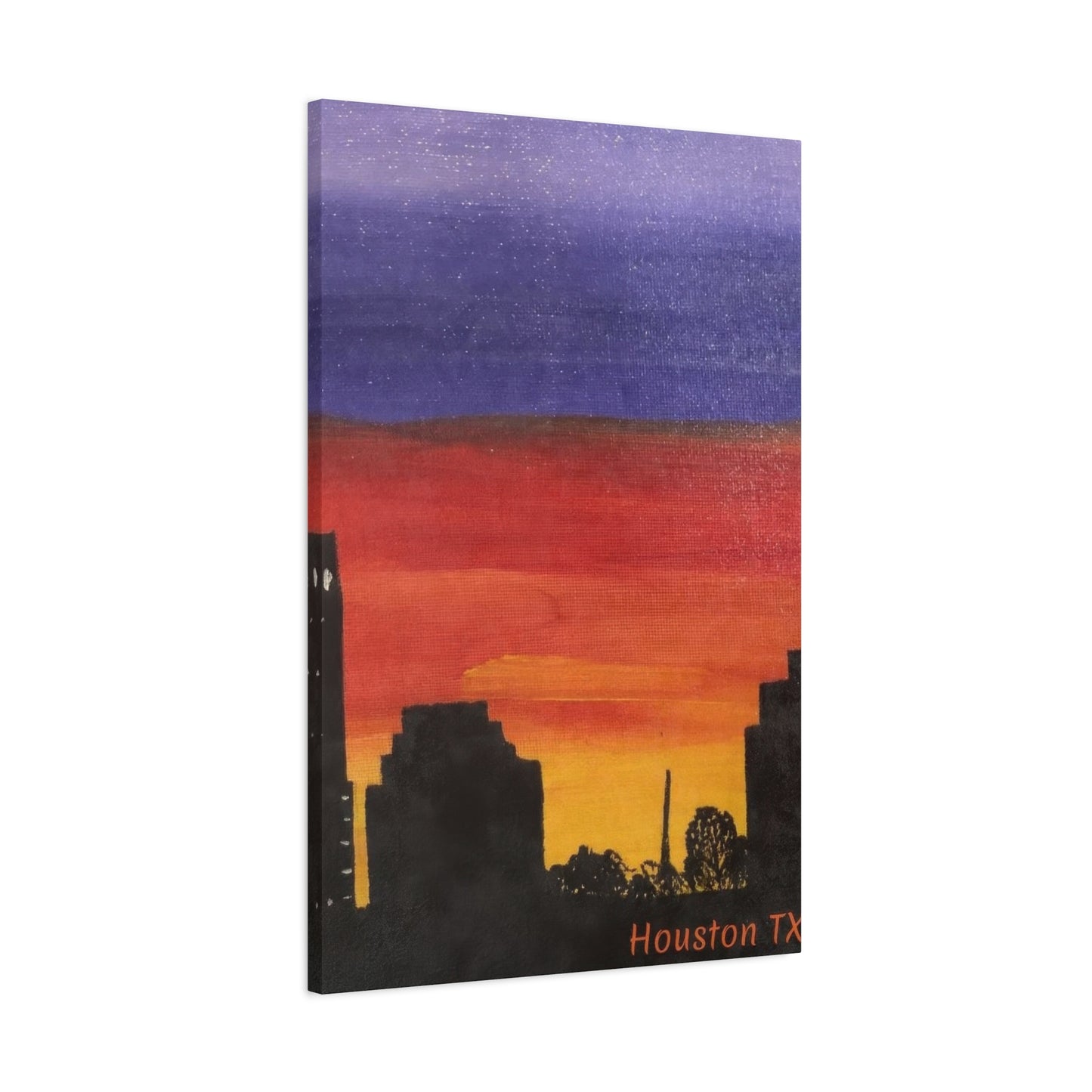 Houston Skyline Yellow Orange Violet Wall Art & Canvas Prints