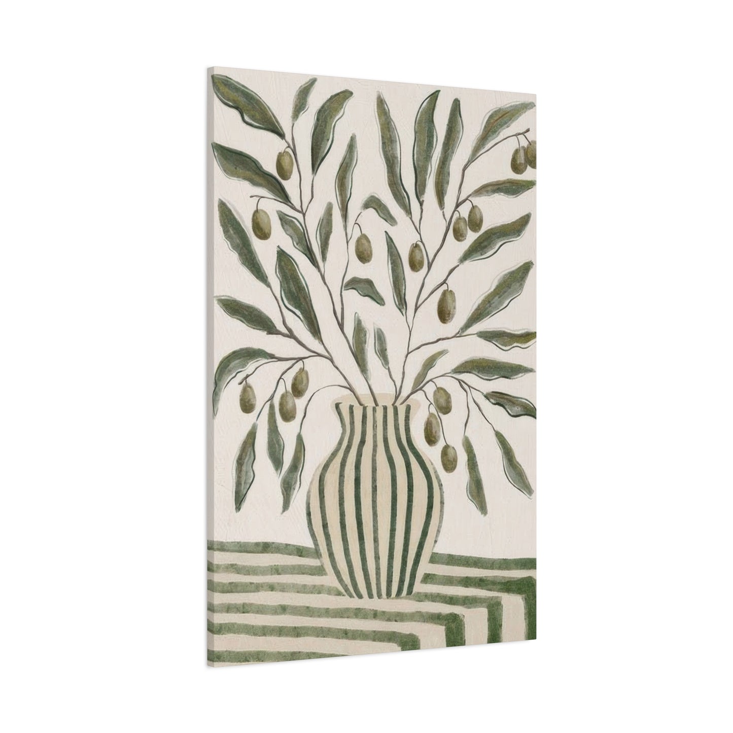 Green Striped Vase Wall Art & Canvas Prints