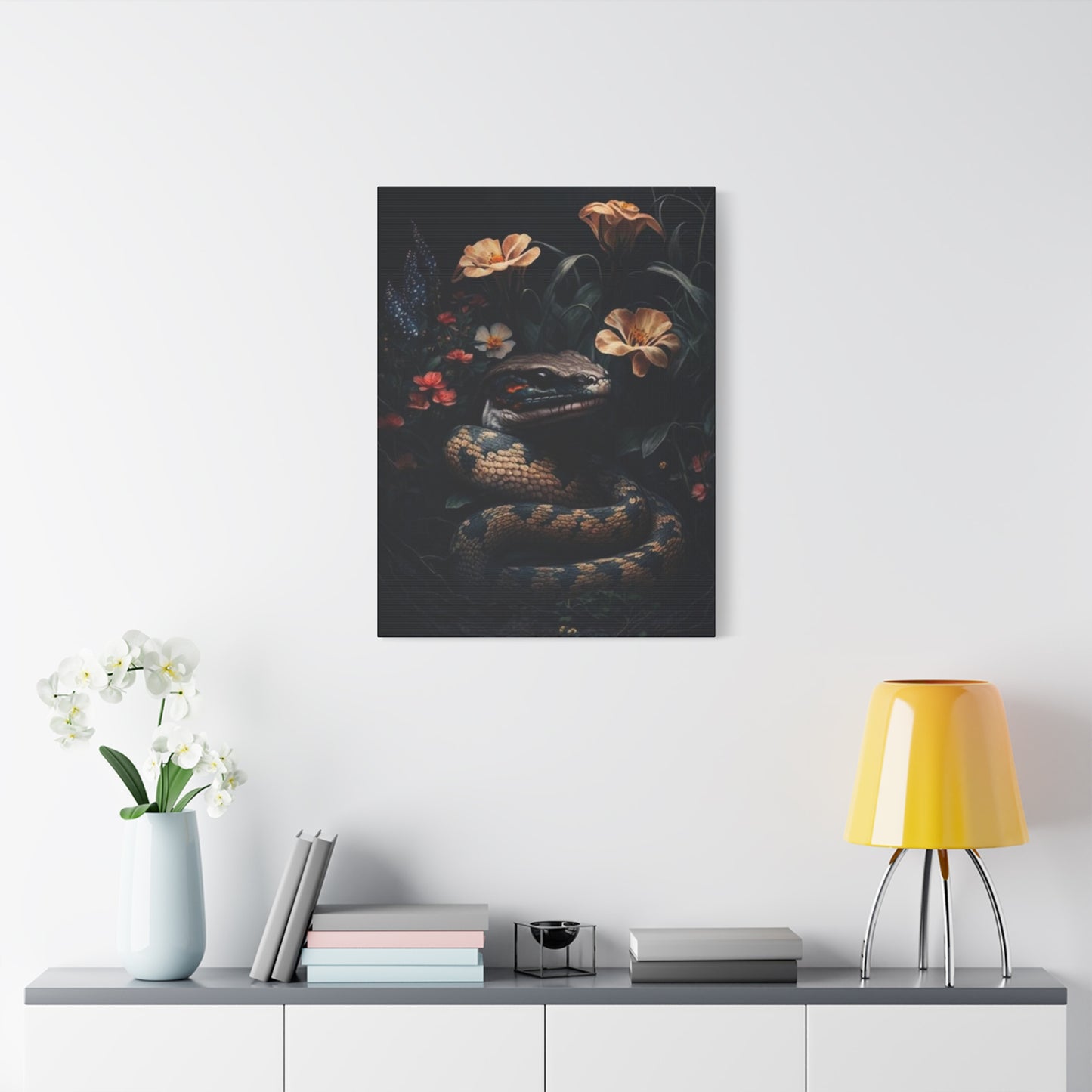 Snake With Flower Wall Art & Canvas Prints
