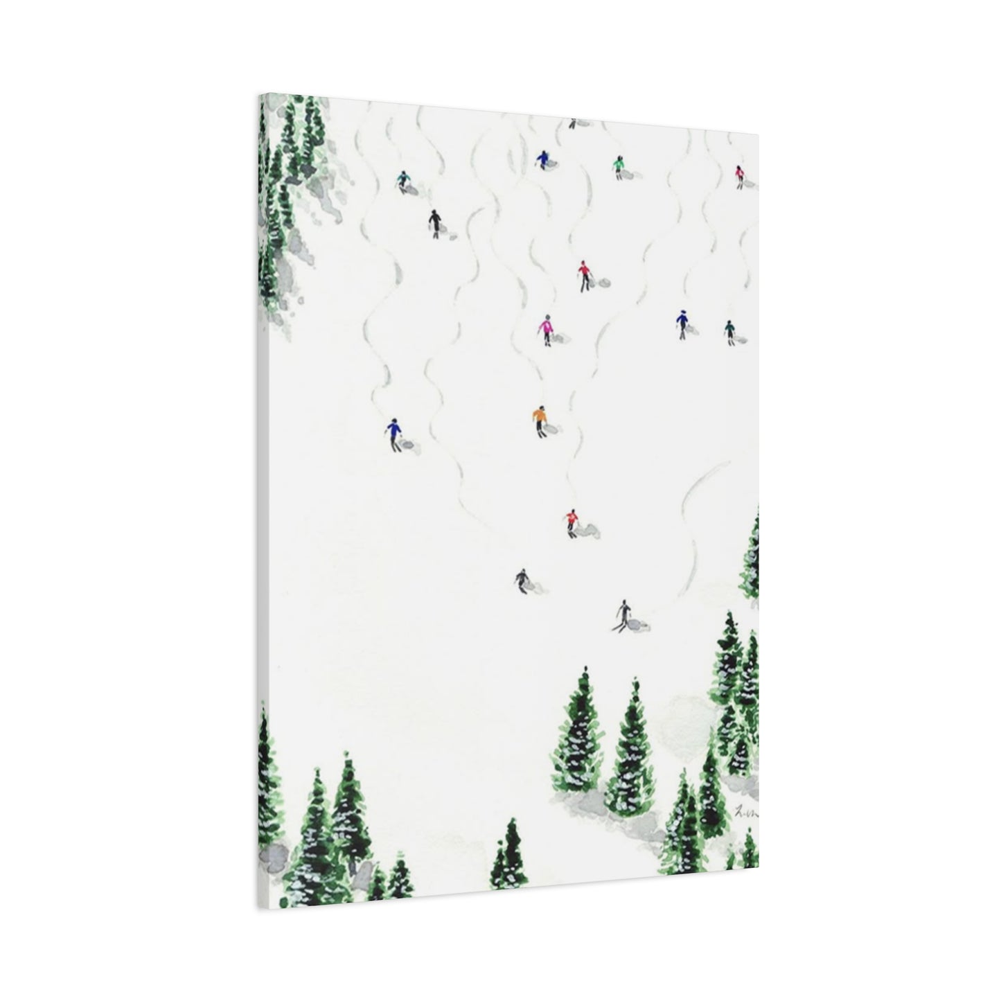 Skiing With Pine Trees Wall Art & Canvas Prints