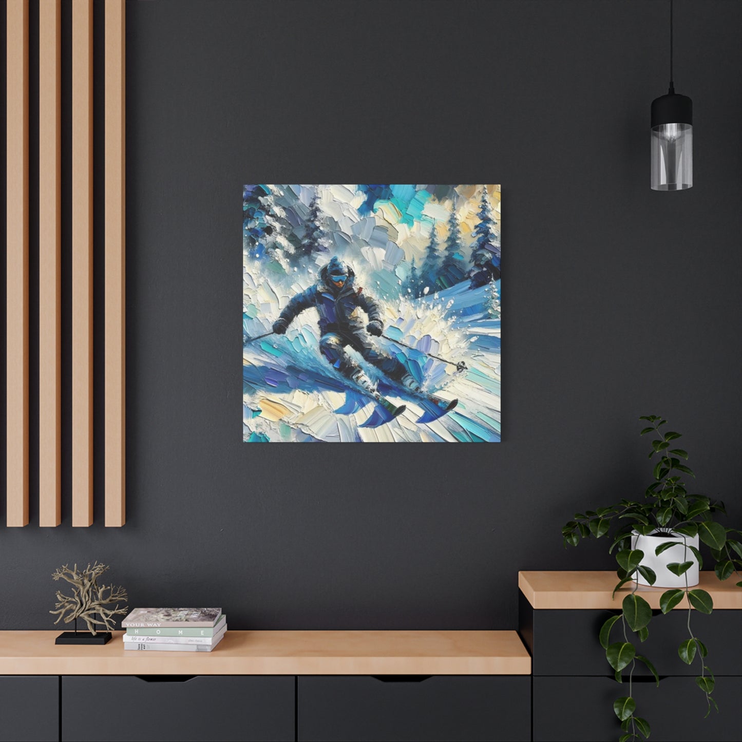 Skiing In Snow Mountains Painting Wall Art & Canvas Prints