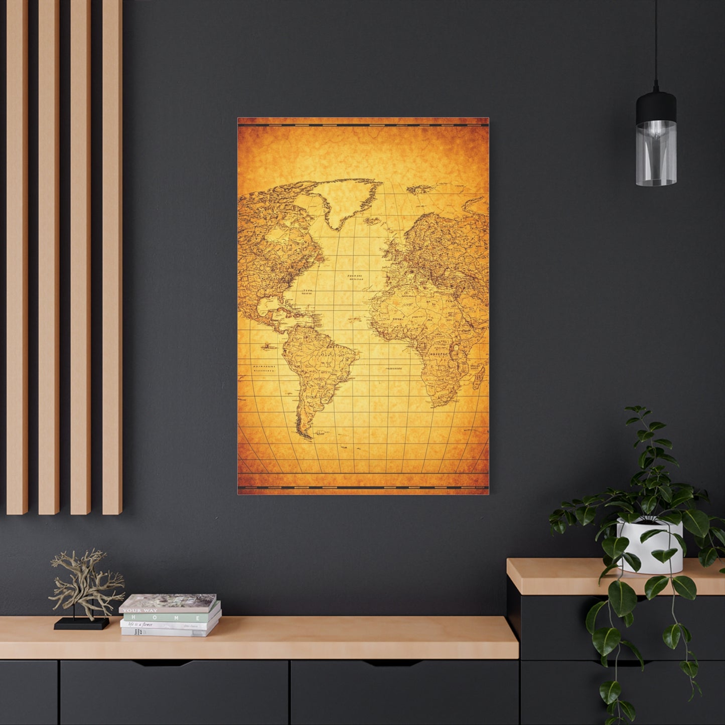 Vintage World Scroll Map Wall Art & Canvas Prints