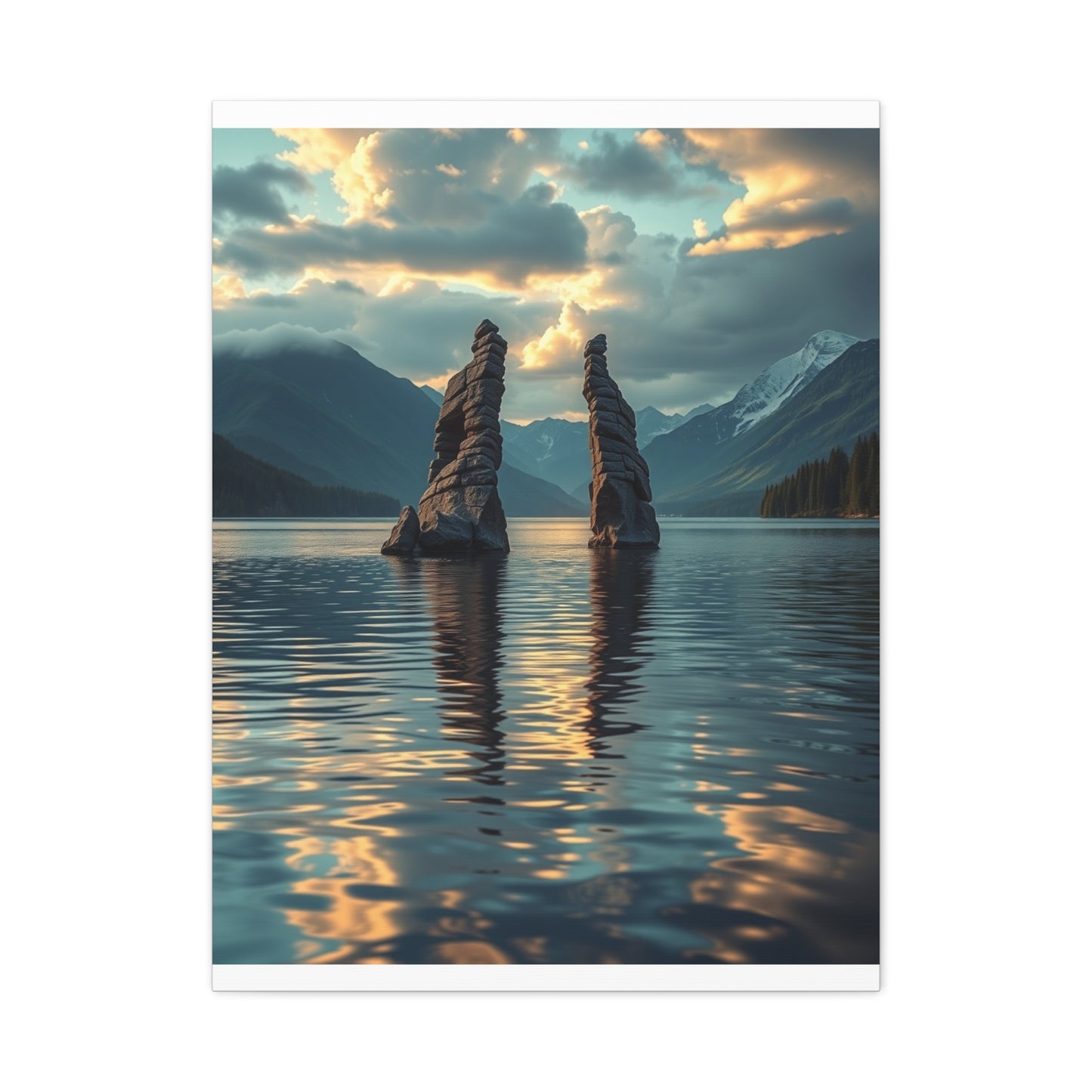 Premium Lake Canvas Print: Tranquil Waters Wall Decor