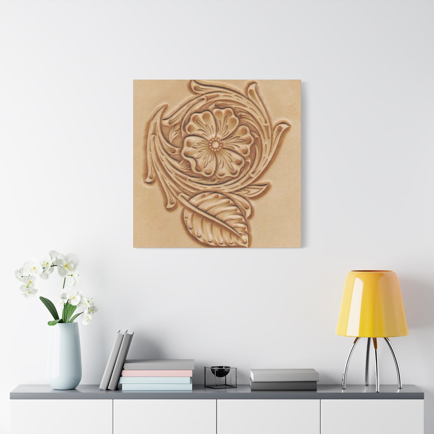 Flower On Leather Wall Art & Canvas Prints