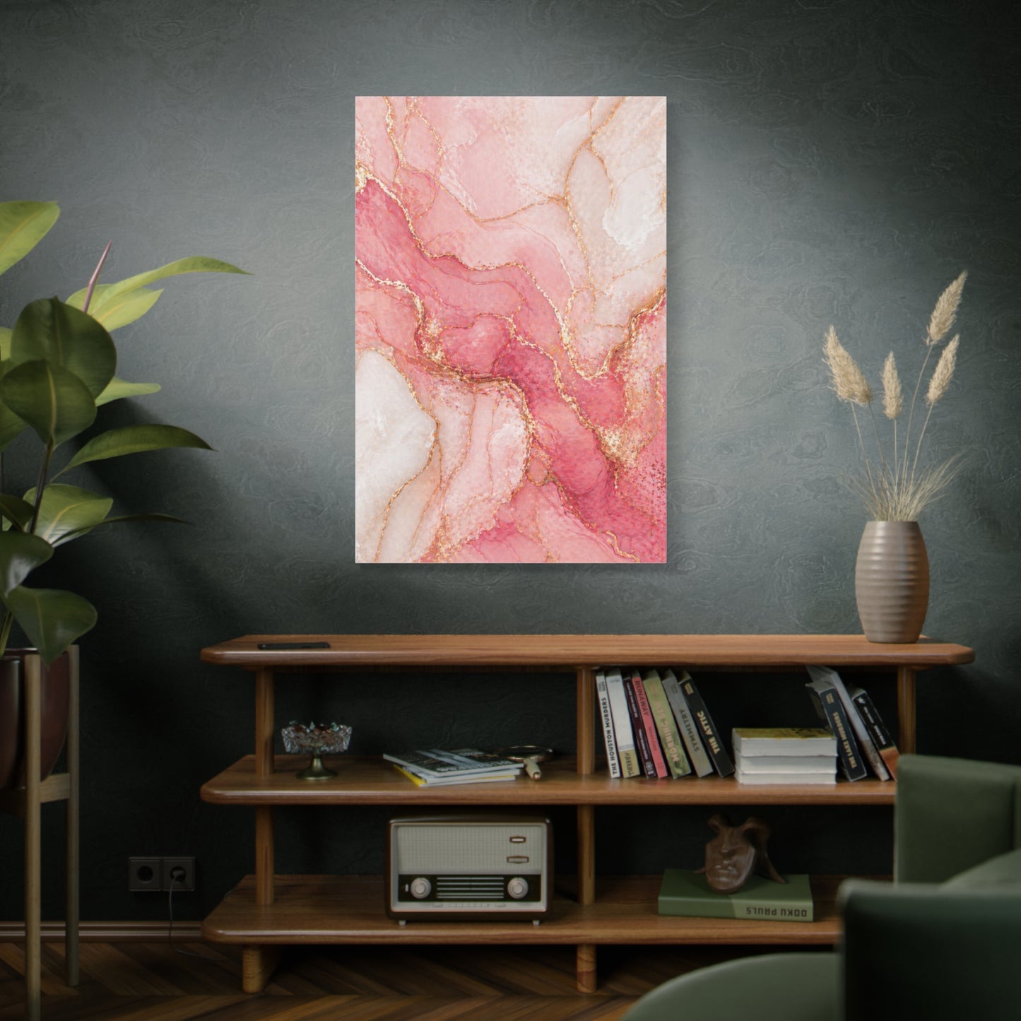 Pink and Gold Marble Flow Wall Art & Canvas Print