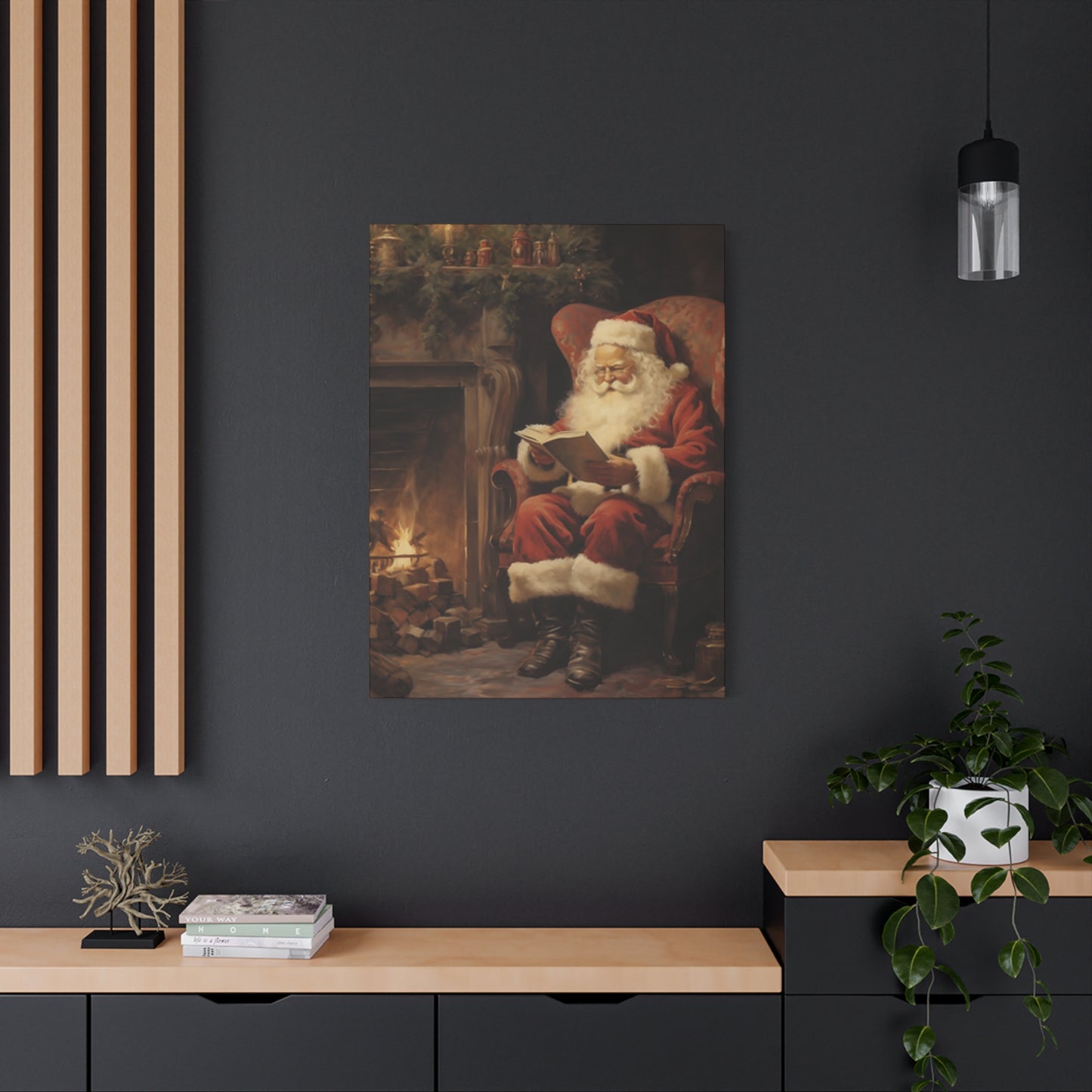 Santa Claus Reading A Book Wall Art & Canvas Prints