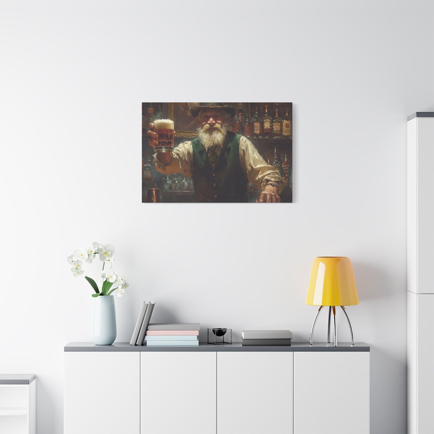 Old Man At Bar Painting Wall Art & Canvas Prints