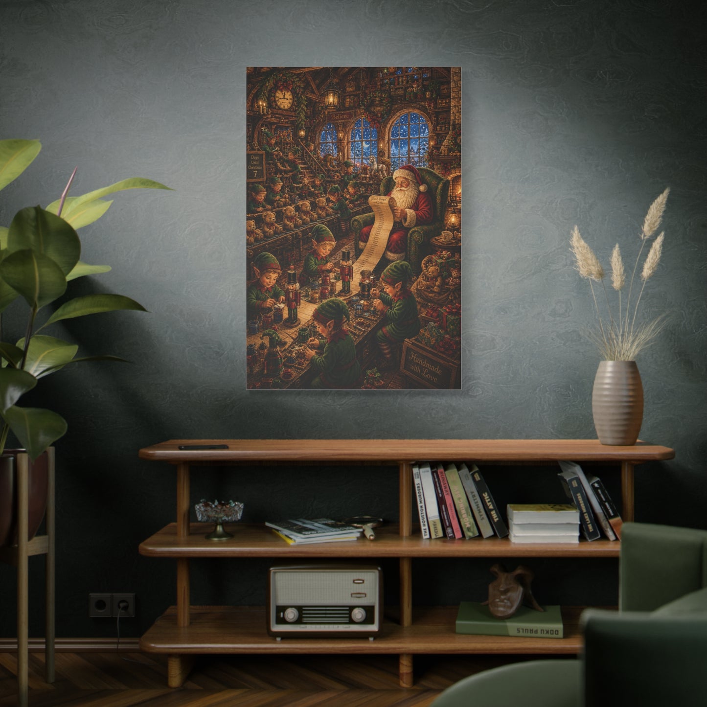 Cozy Traditional Santa Workshop Wall Art & Canvas Print