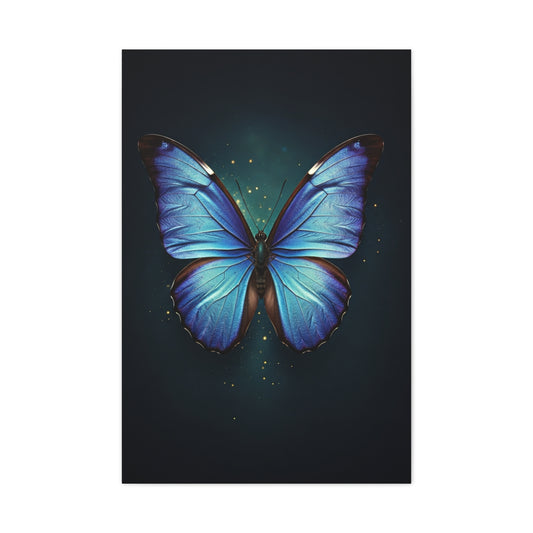 Luminous Sapphire Butterfly Portrait Wall Art & Canvas Prints