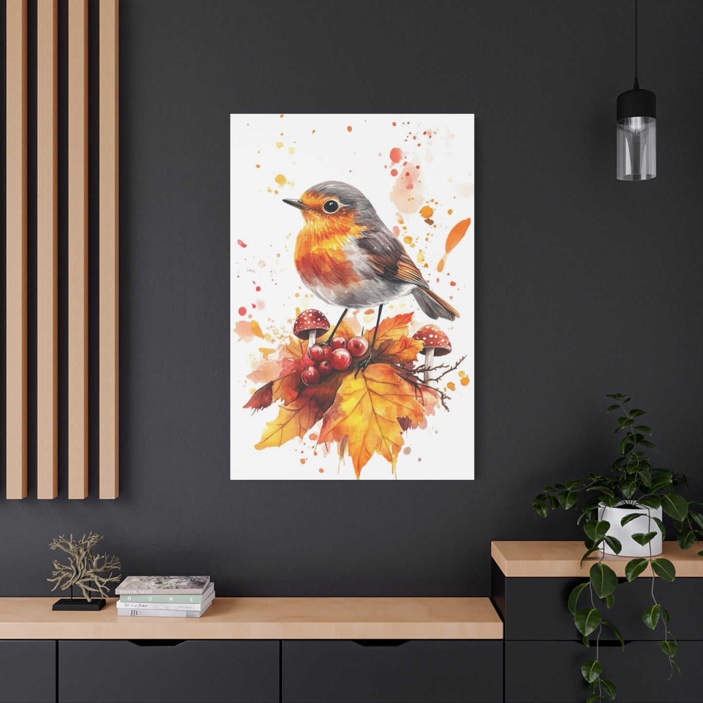Birds Berries Warm Wall Art & Canvas Prints