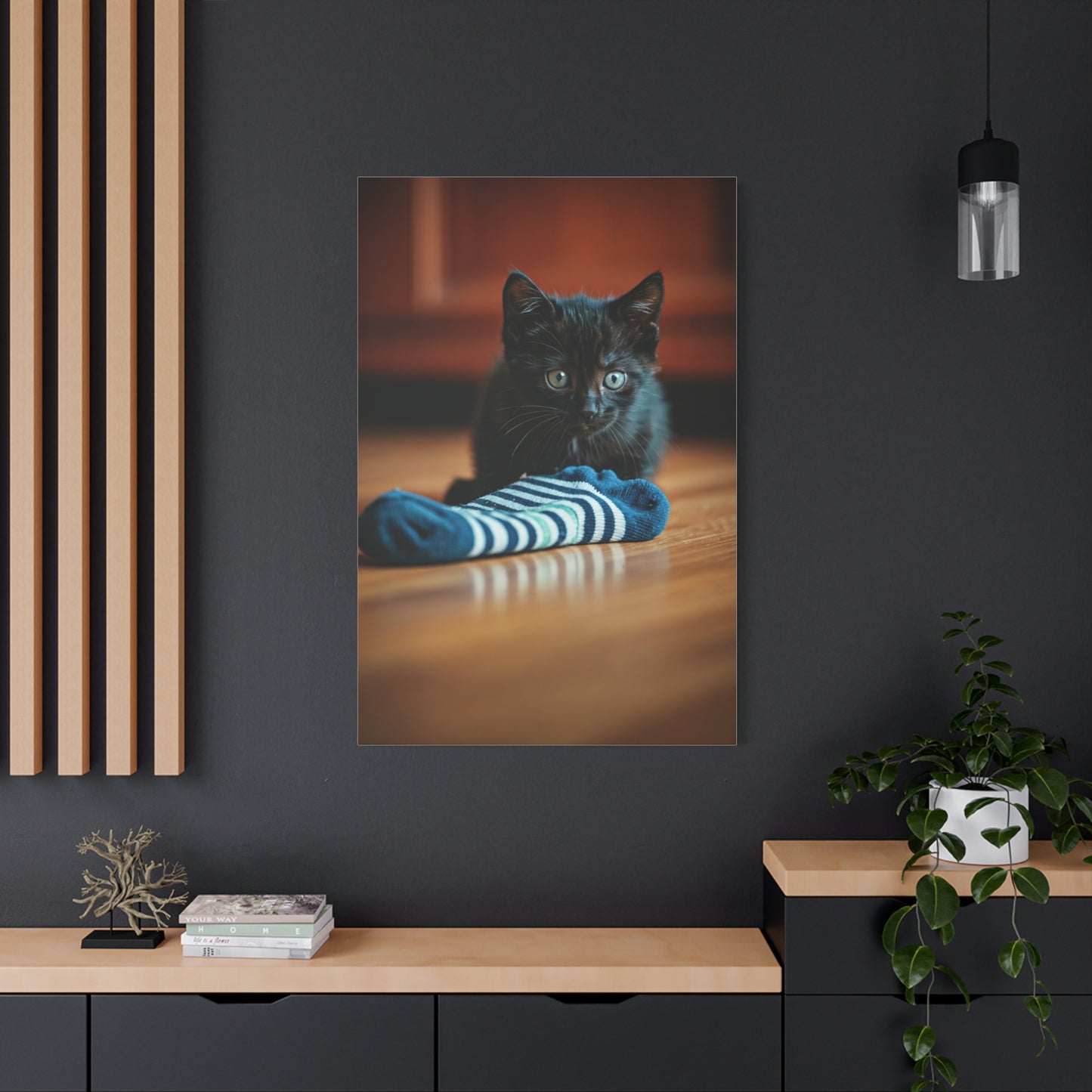 Playful Midnight Kitten Wall Art & Canvas Prints