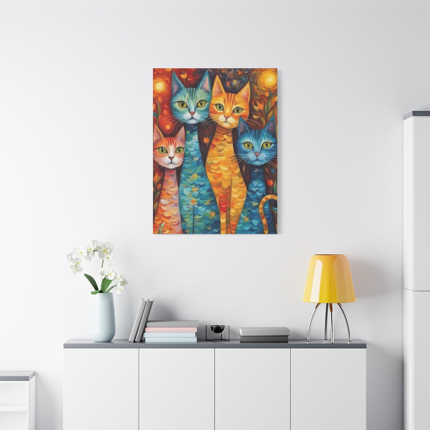 Cat Family Colorglow Wall Art & Canvas Prints