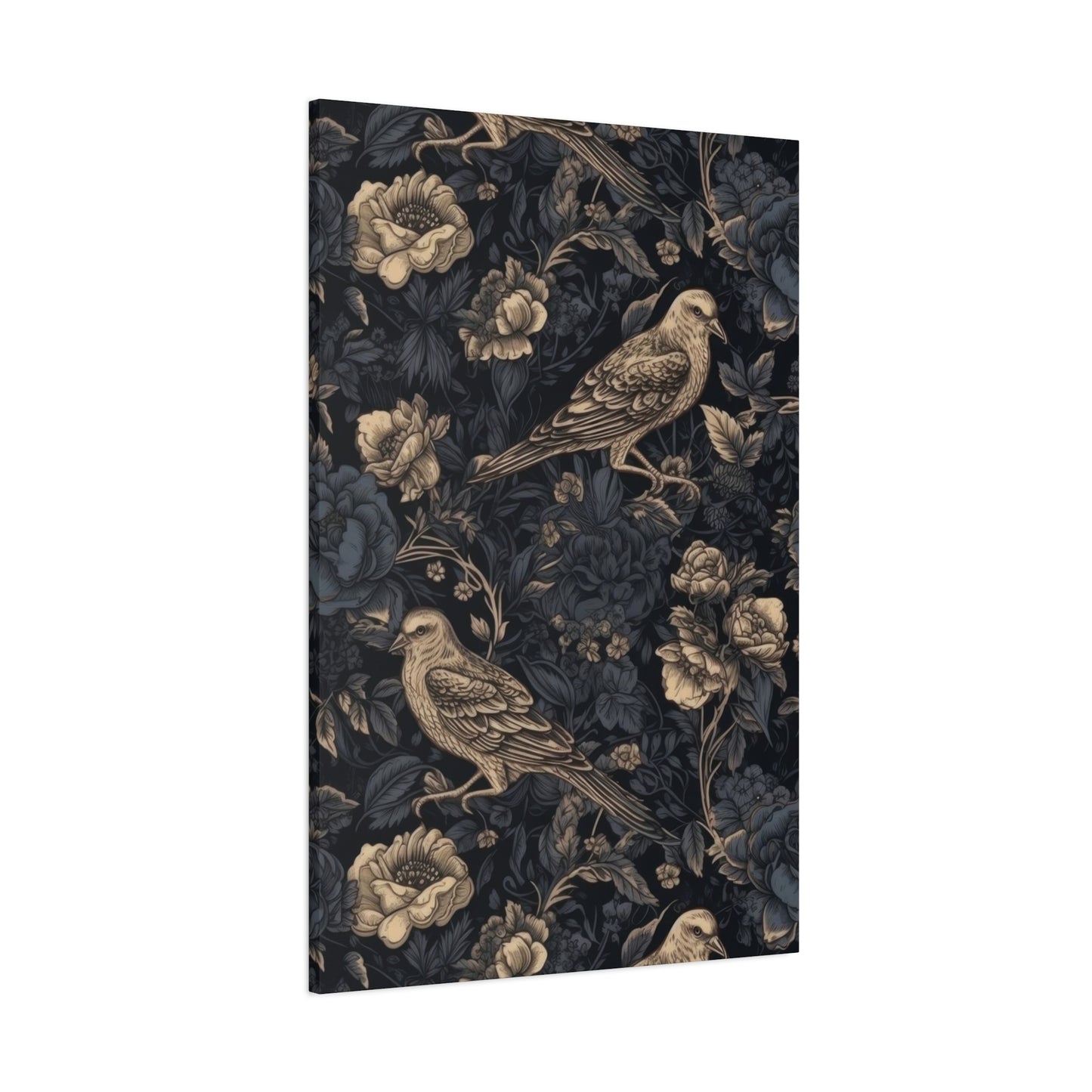 Birds Flowers Dark Pattern Wall Art & Canvas Prints