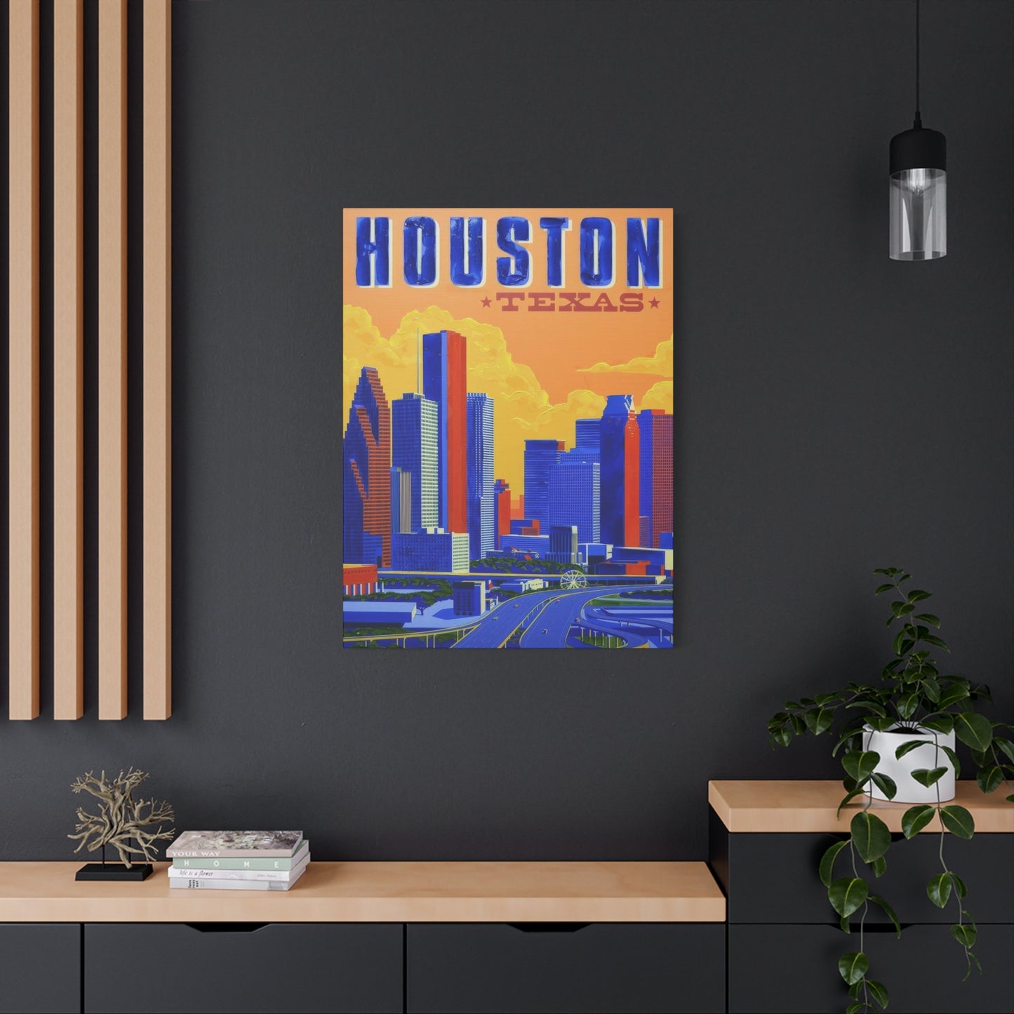 Houston Skyline Blue Yellow Wall Art & Canvas Prints