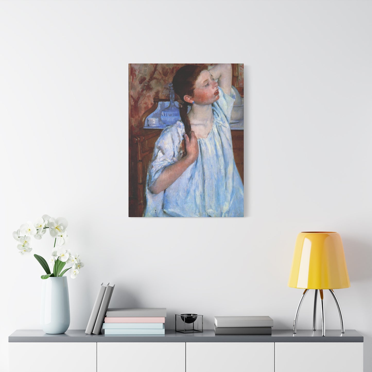 Girl Arraigning Her Hair Impression Wall Art & Canvas Prints