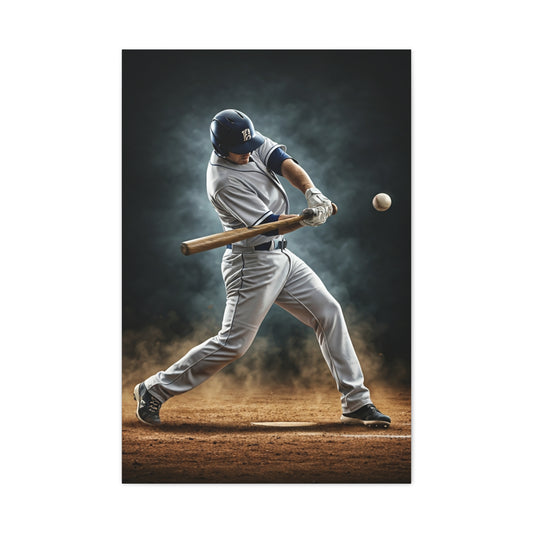 Spotlight Baseball Swing Impact Wall Art & Canvas Prints