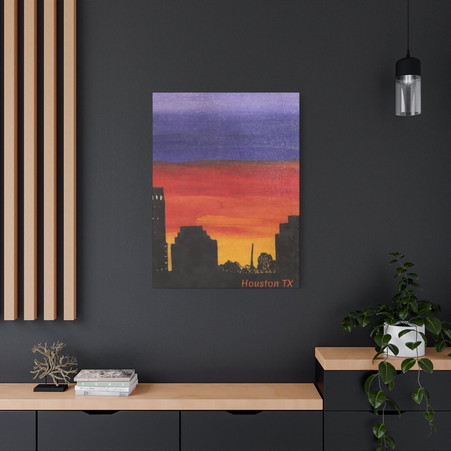 Houston Skyline Yellow Orange Violet Wall Art & Canvas Prints