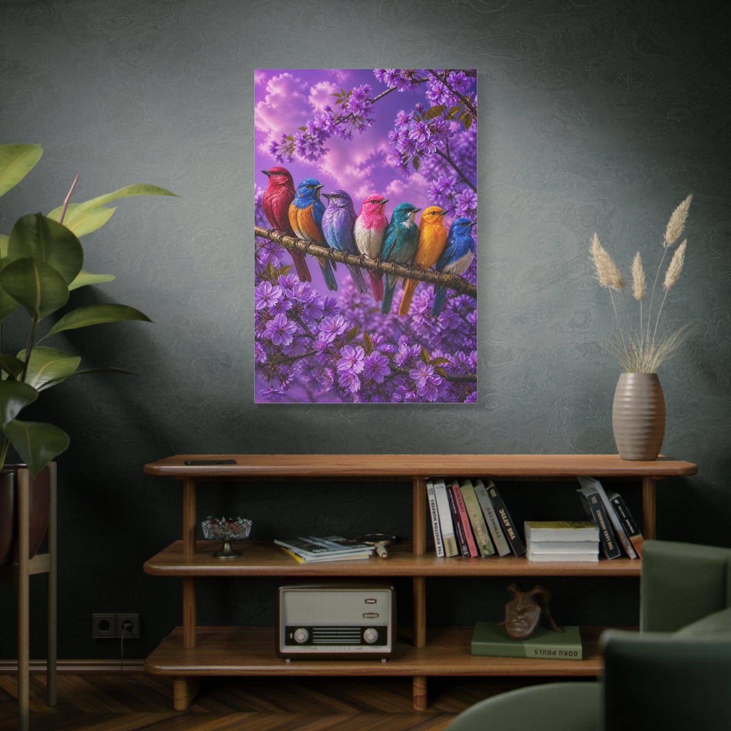 Vibrant Blossom Birds Garden Wall Art & Canvas Print